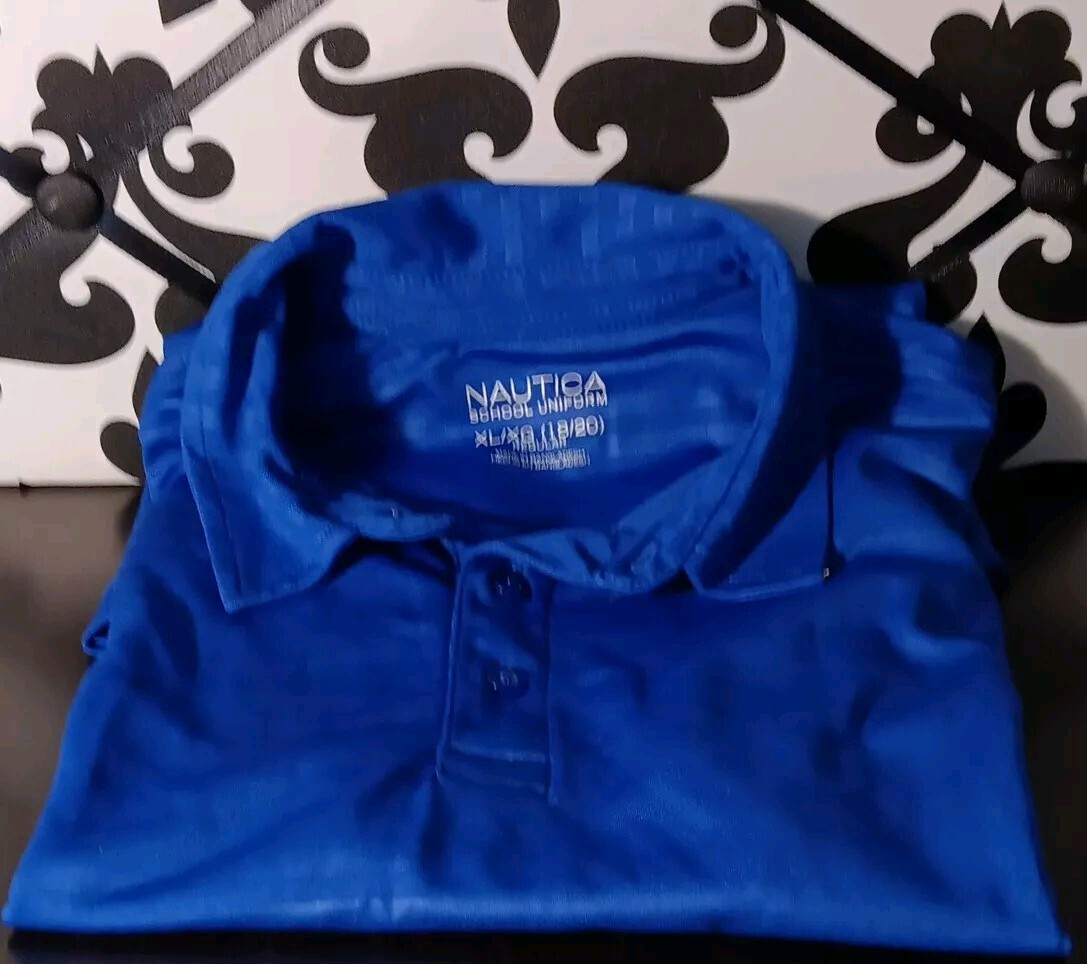 Nautica Boys School Uniform Polo Shirt Royal Blue Size XL (18/20) Never worn