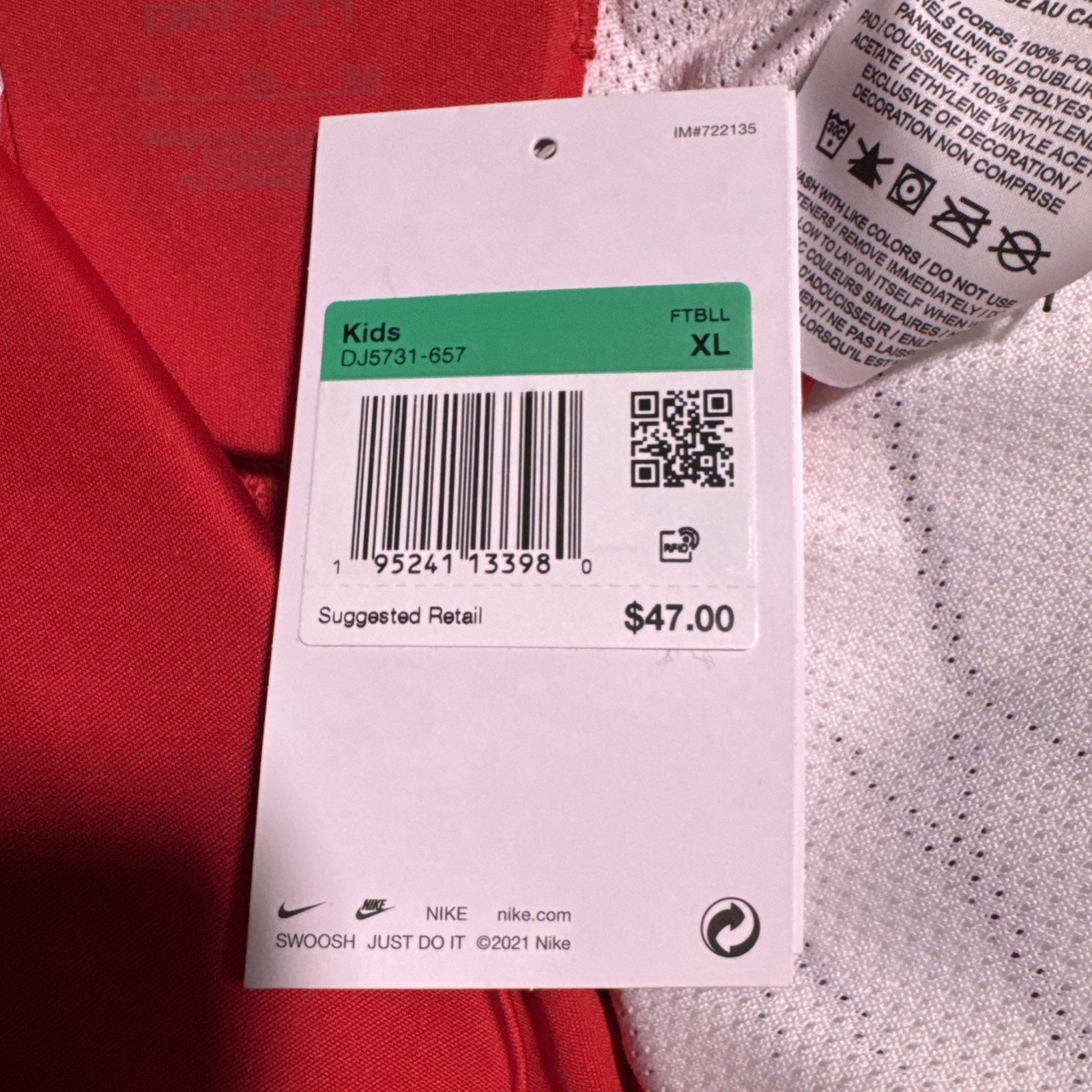 Nike Integrated Football Pad Pants Boys Size XL Red Dri-FIT Youth DJ5731