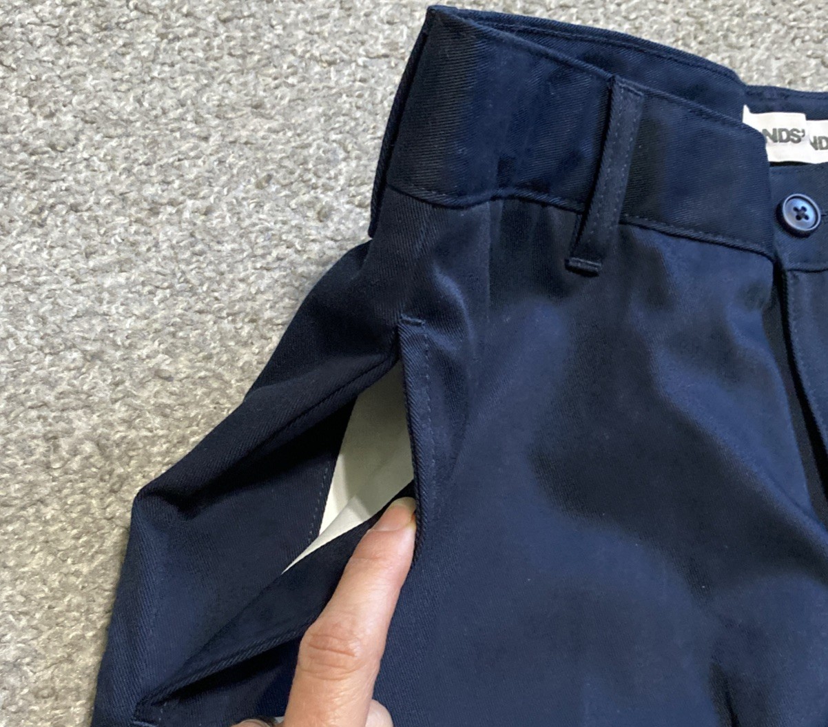 LANDS END Navy School Uniform Pants Flat Front Adjustable Boys 12 H Husky NEW