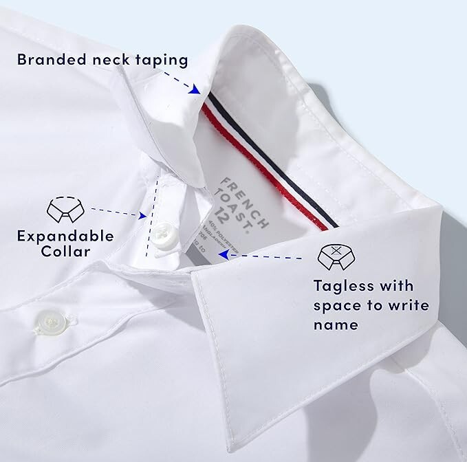 FRENCH TOAST BOYS SCHOOL UNIFORM DRESS SHIRT SHORT SLEEVE POCKET WHITE 3 LOT 16