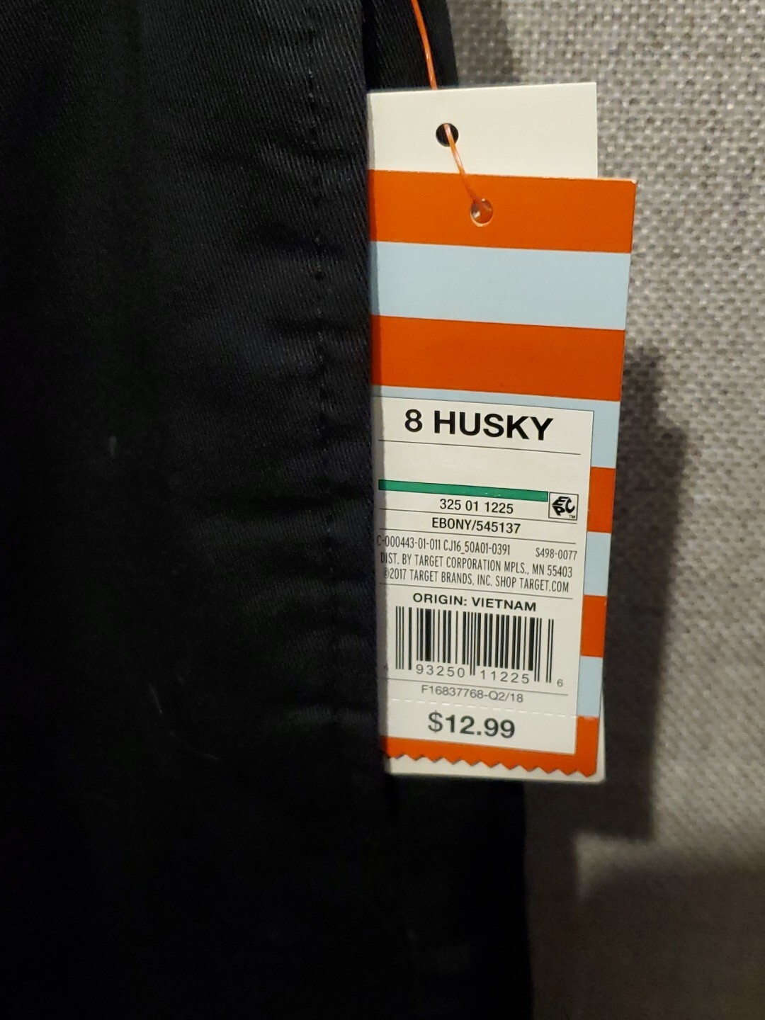Cat & Jack Boys Uniform Chino Pants Ultimate Flat Front Black 8 Husky New W Tags