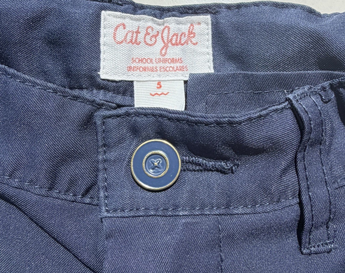 Cat & Jack Boys Size 5 Navy Quick Dry Uniform Shorts Lot of 2 Adjustable Waist