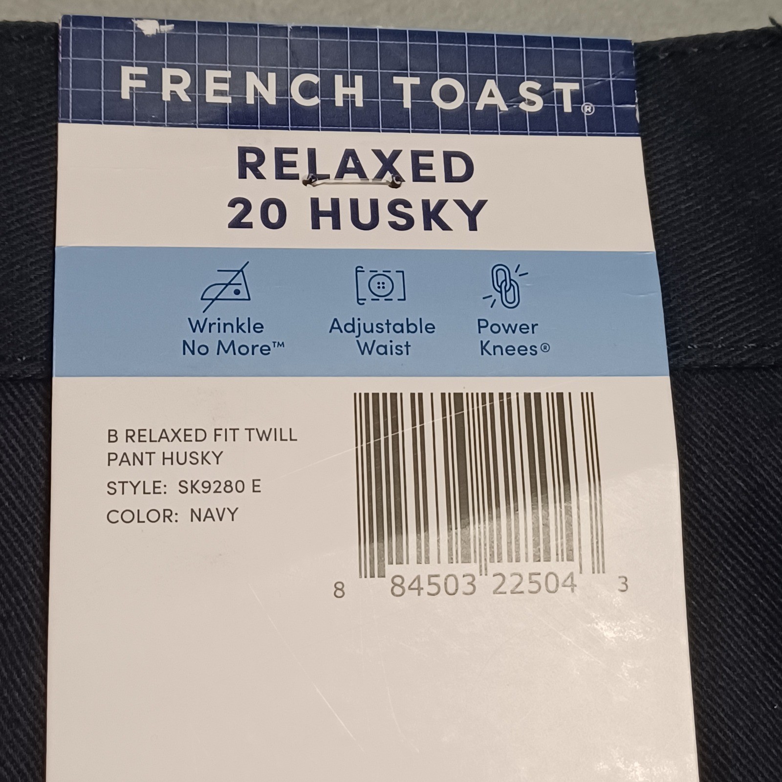 French Toast Boys Navy Relaxed Fit Twill Pants 20 Husky SK9280 School Uniform