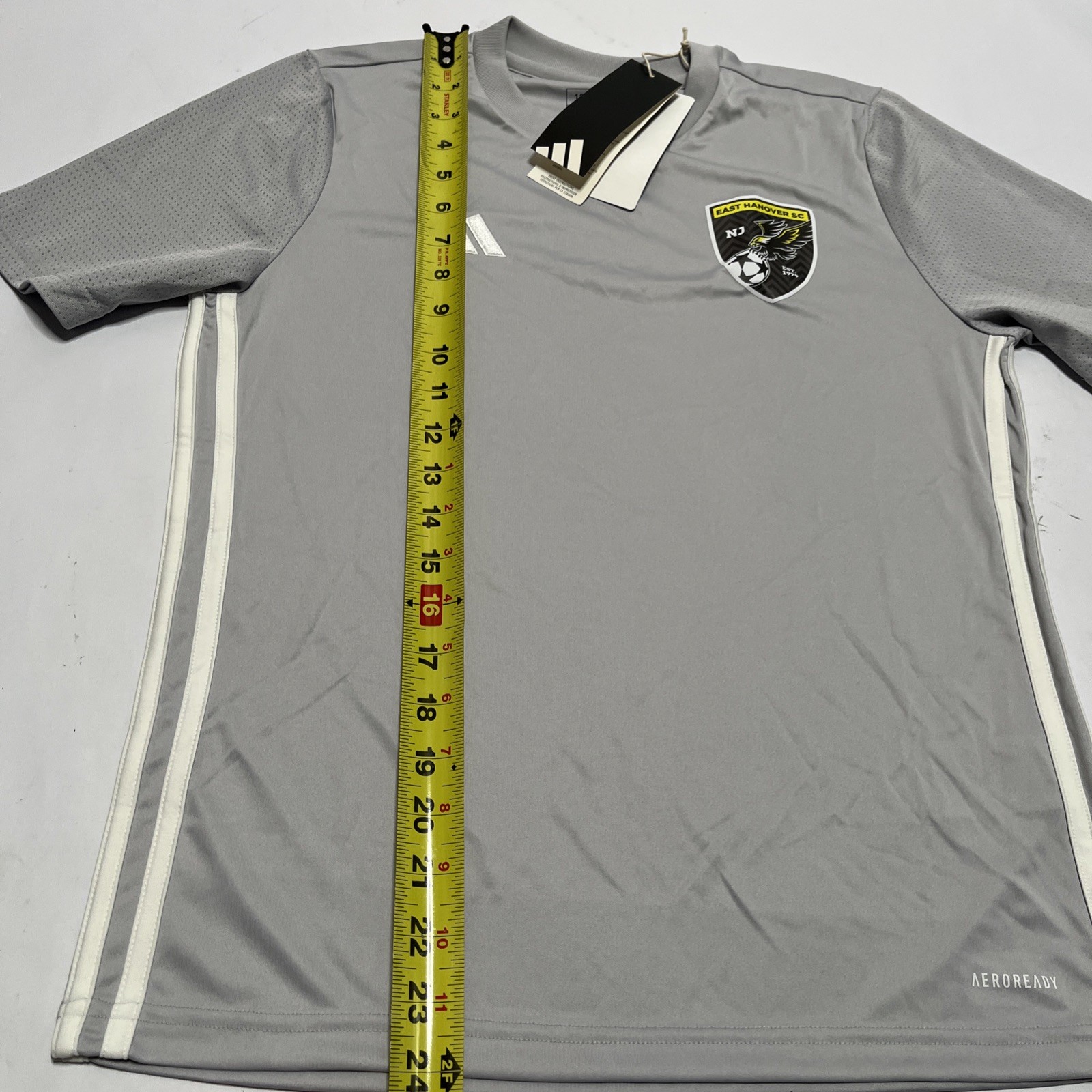 Adidas Youth Futbol Soccer Jersey Light Gray & White East Hanover Size Large