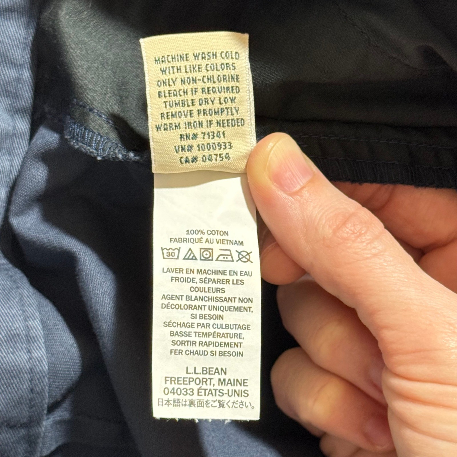 Vtg 90s LL Bean Youth Pants 14 Navy Chino School Uniform 100% Cotton Adjustable