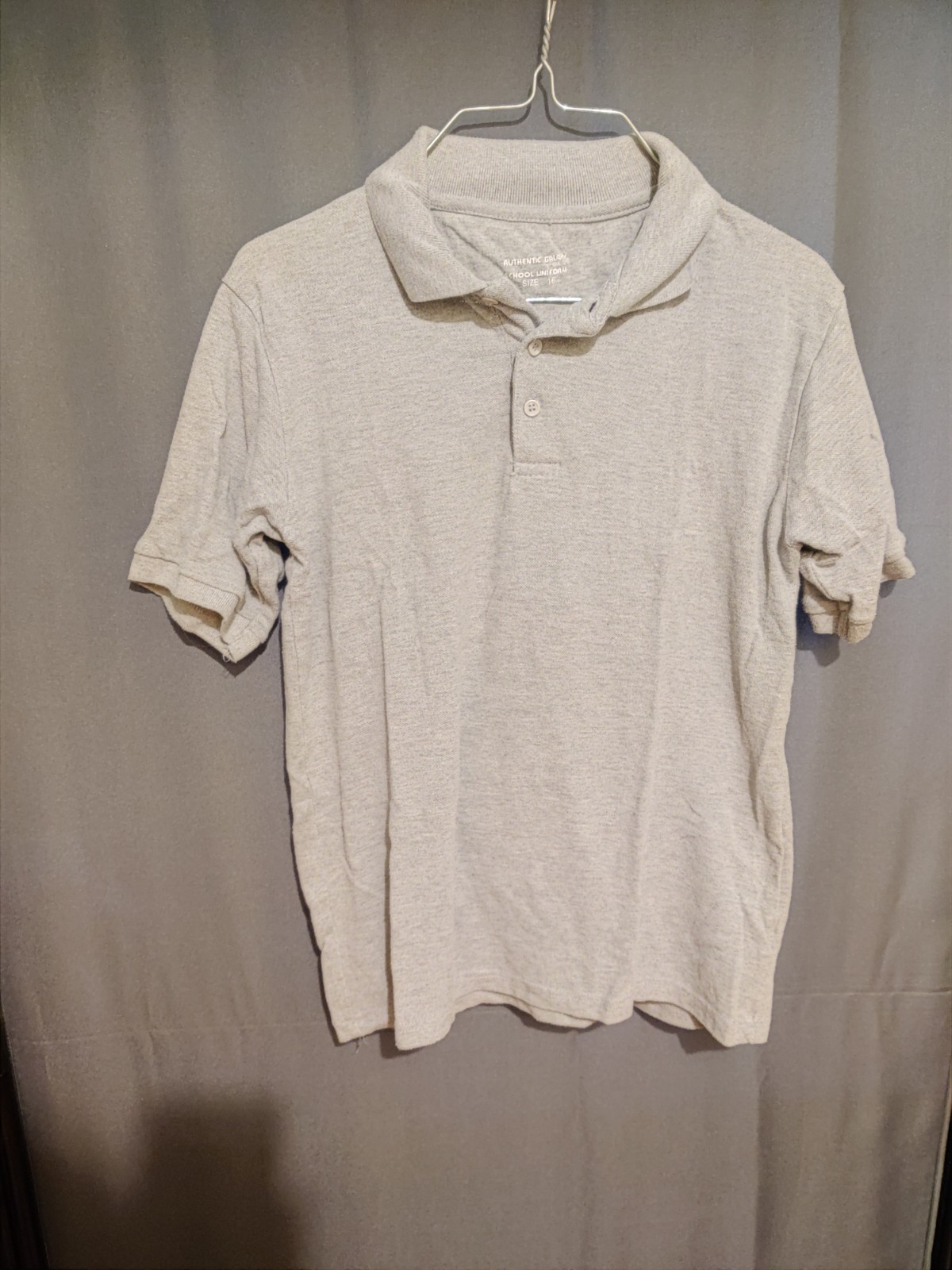 Green Lands’ End long sleeve button up shirt/polo and Grey uniform polo