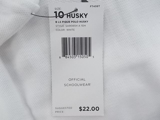 Boys French Toast $22 Uniform/Casual White L/S Polo Shirt Husky Size 10H – 20H
