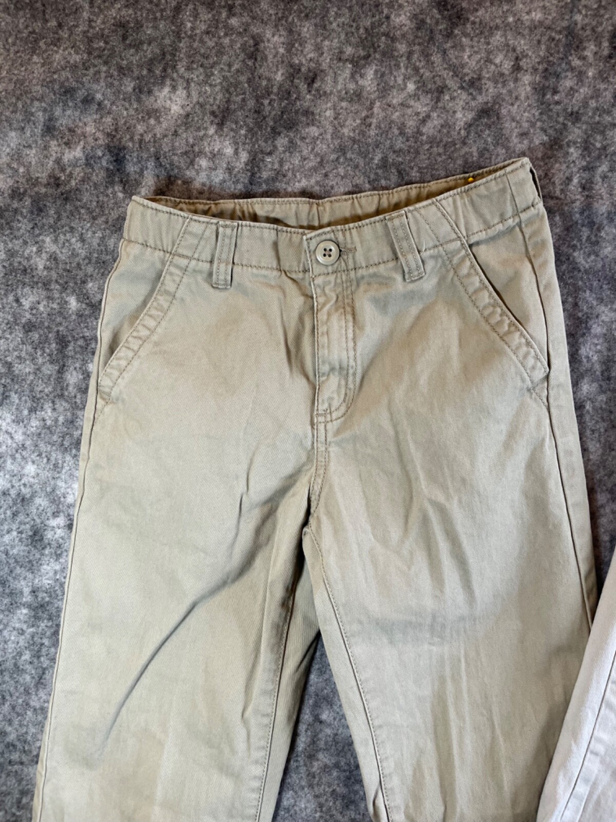 2 Pair-Boys George & Crazy Sz 10 khaki flat front adjust waist uniform pants
