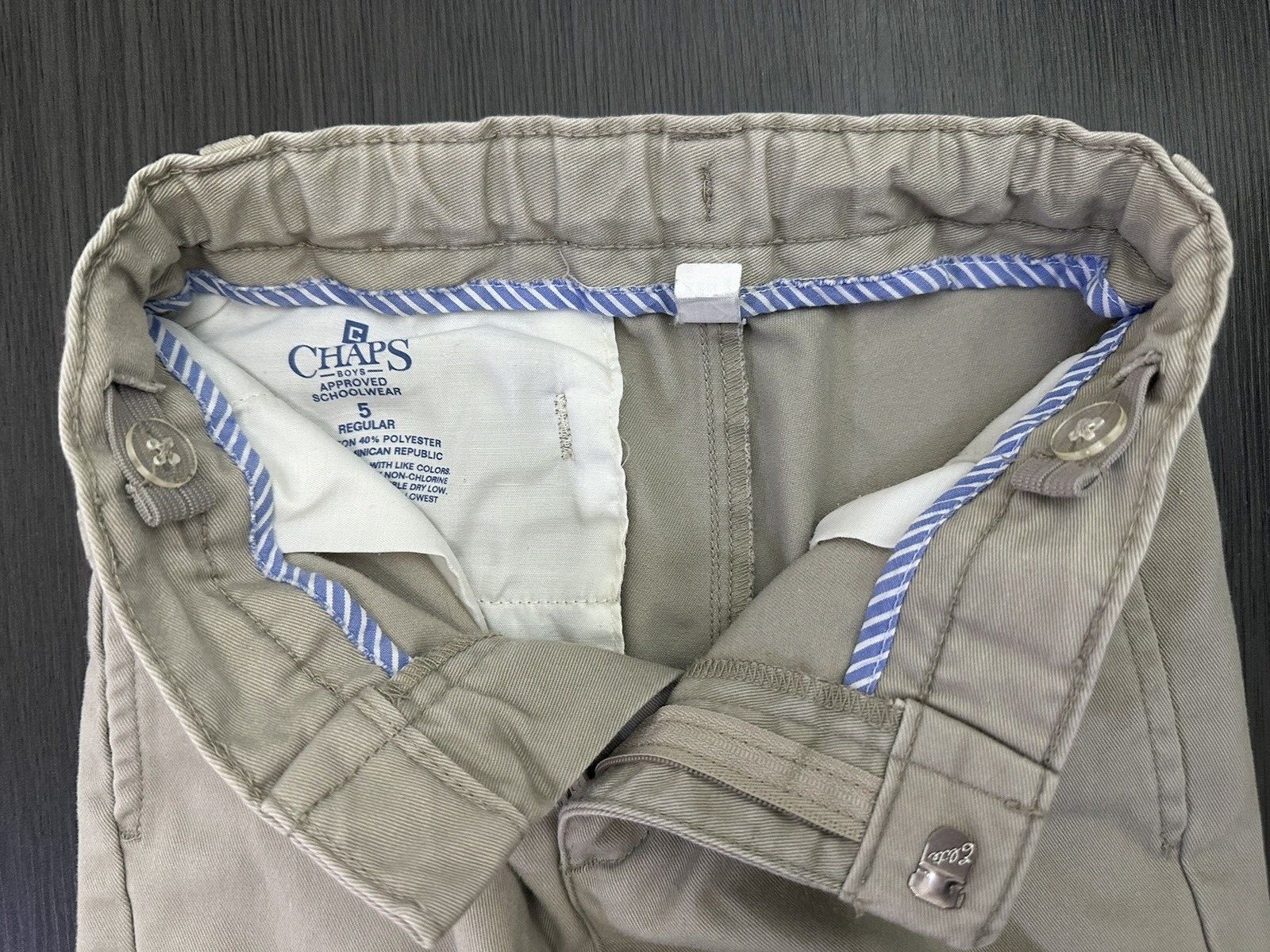 CHAPS Boys Khaki Shorts School Uniform Flat Front Size 5