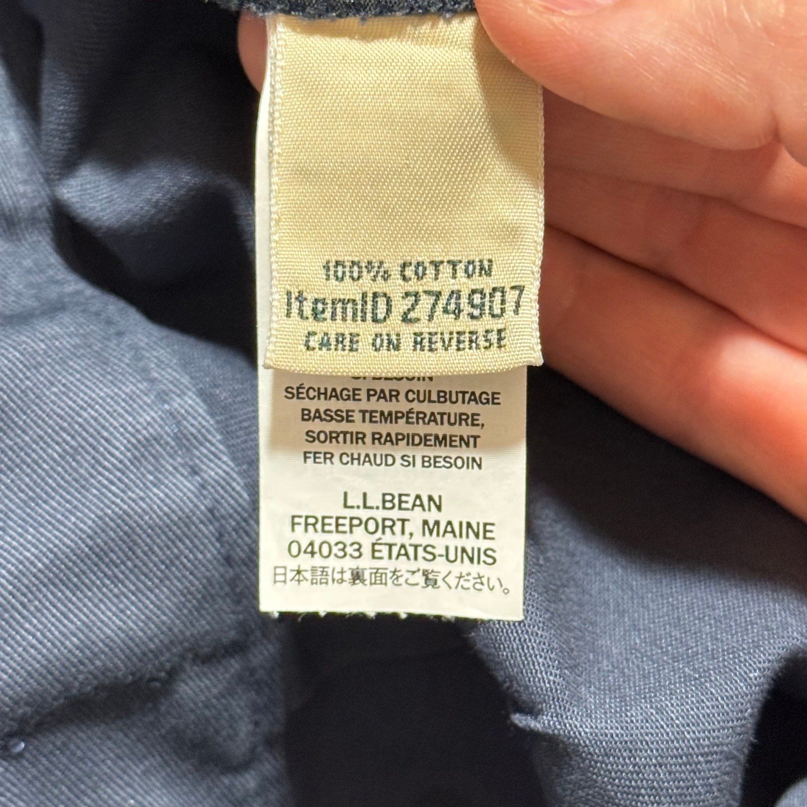 Vtg 90s LL Bean Youth Pants 14 Navy Chino School Uniform 100% Cotton Adjustable
