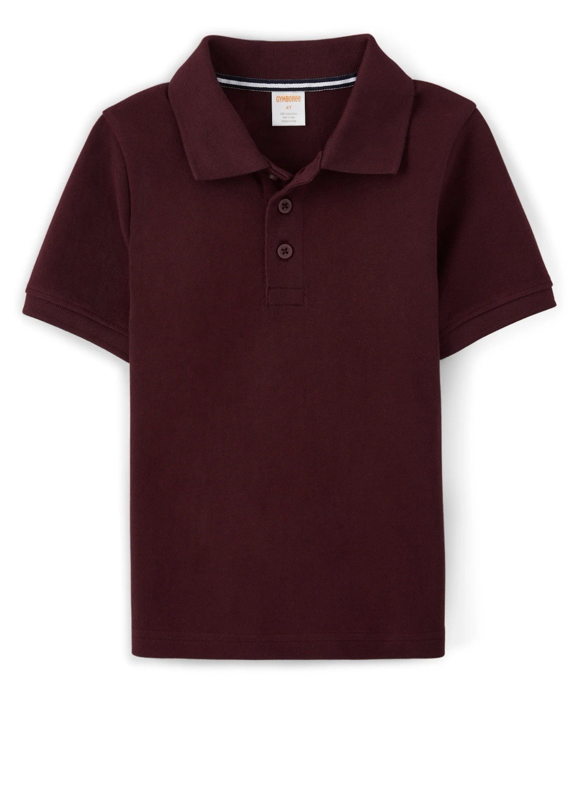 GYMBOREE Play Proof Boys Burgundy Stain-Resistant Polo Uniform Shirt