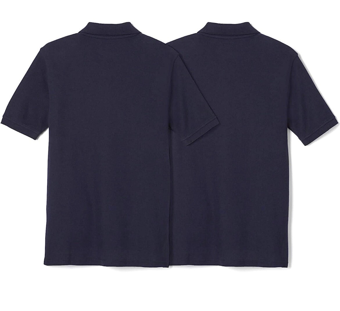 French Toast Kids 2-pack Short Sleeve Polo Uniform Shirts Navy -Size Medium (8)