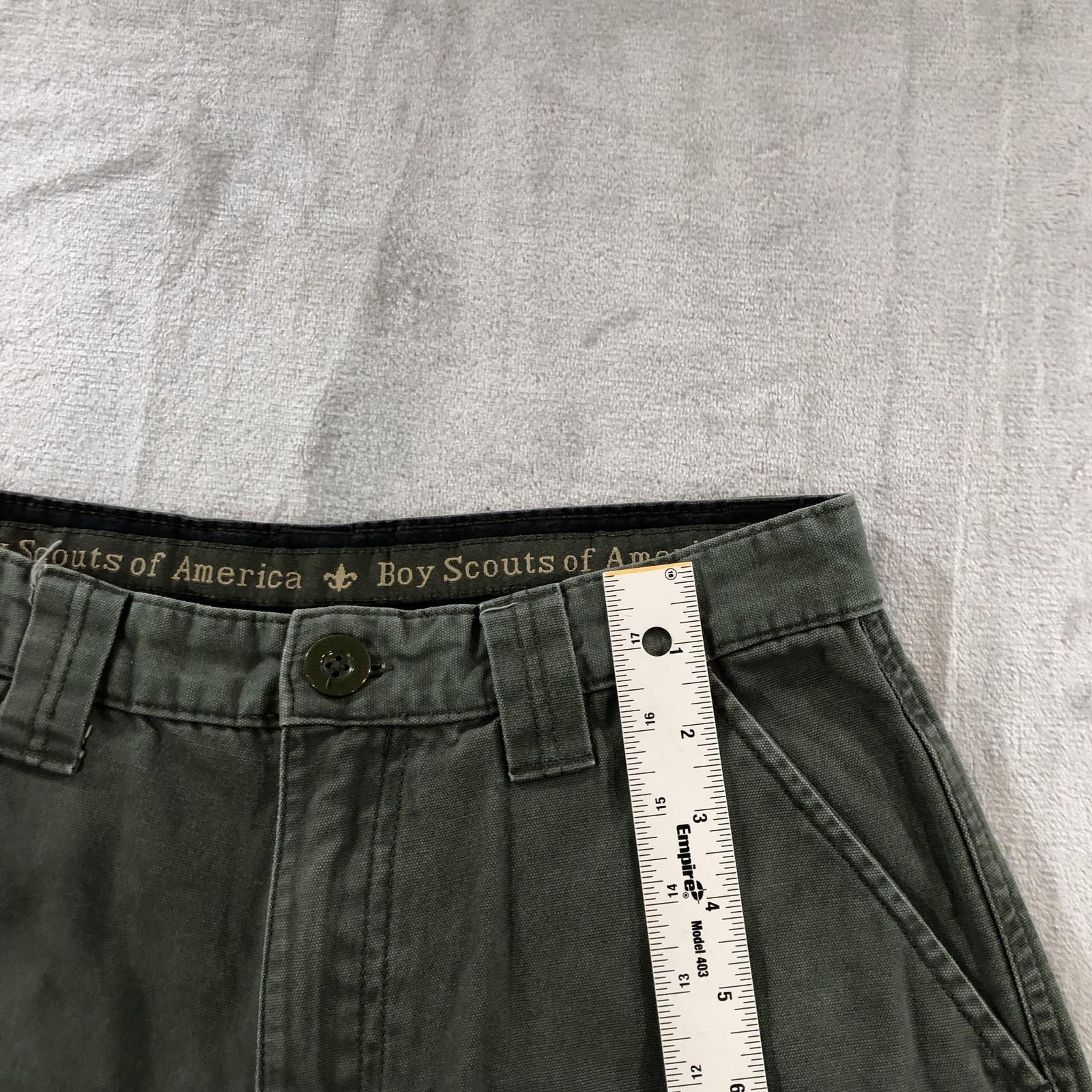 vtg Boy Scouts of America Cargo Shorts Youth 18 Green Uniform Canvas Hiking BSA