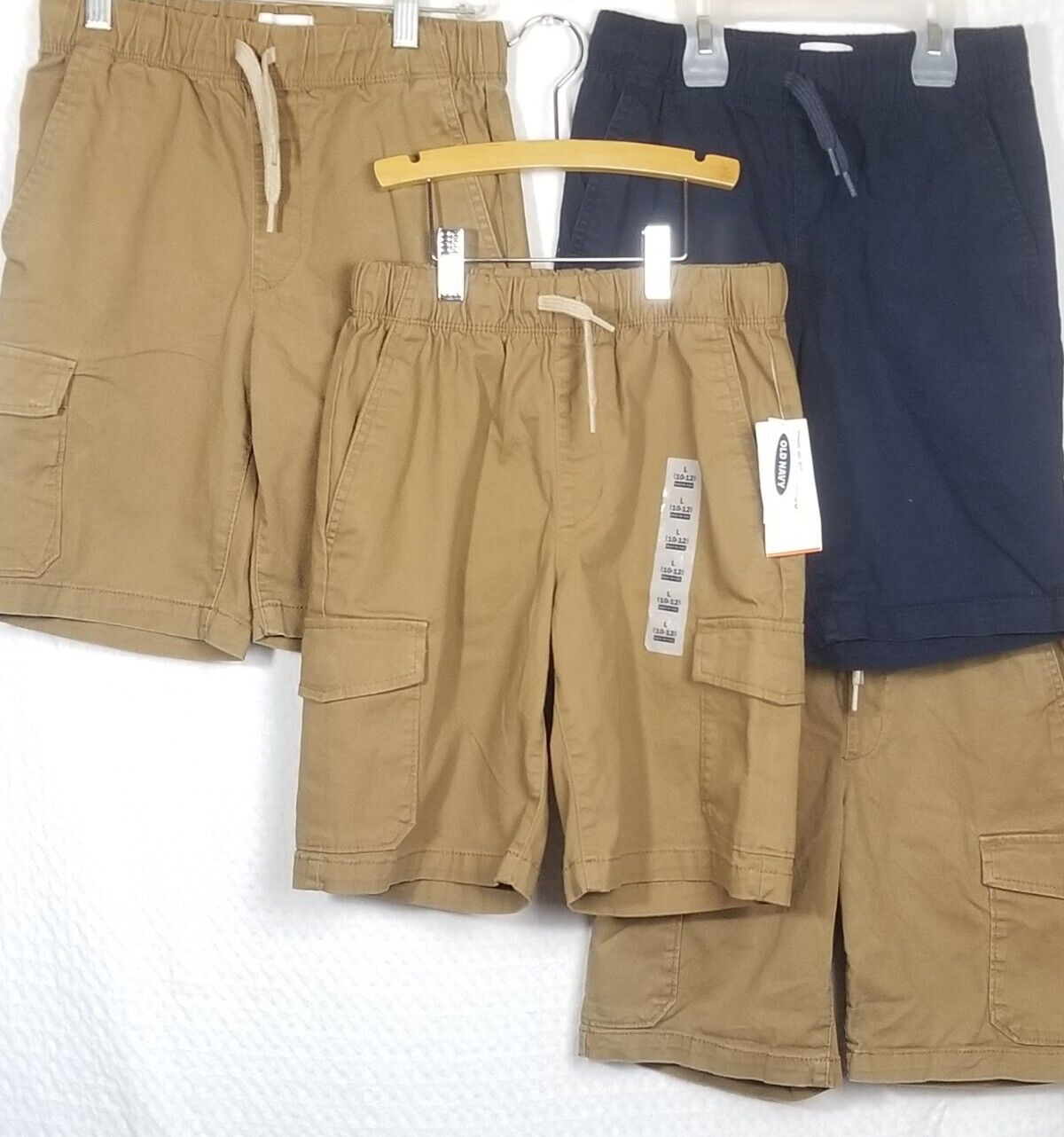 Old Navy Boys Built-In Flex Straight Uniform Shorts Blue/Beige 10-12 (4 Pair)