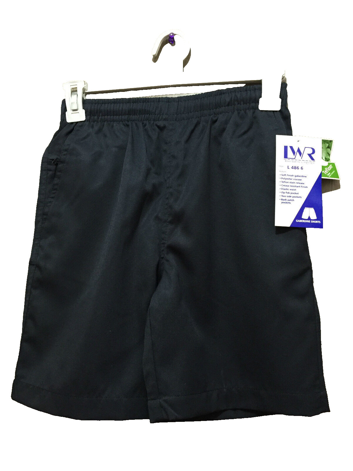 BNWT Boys Sz 8 LW Reid Brand Navy Blue Gaberdine Elastic Waist School Shorts