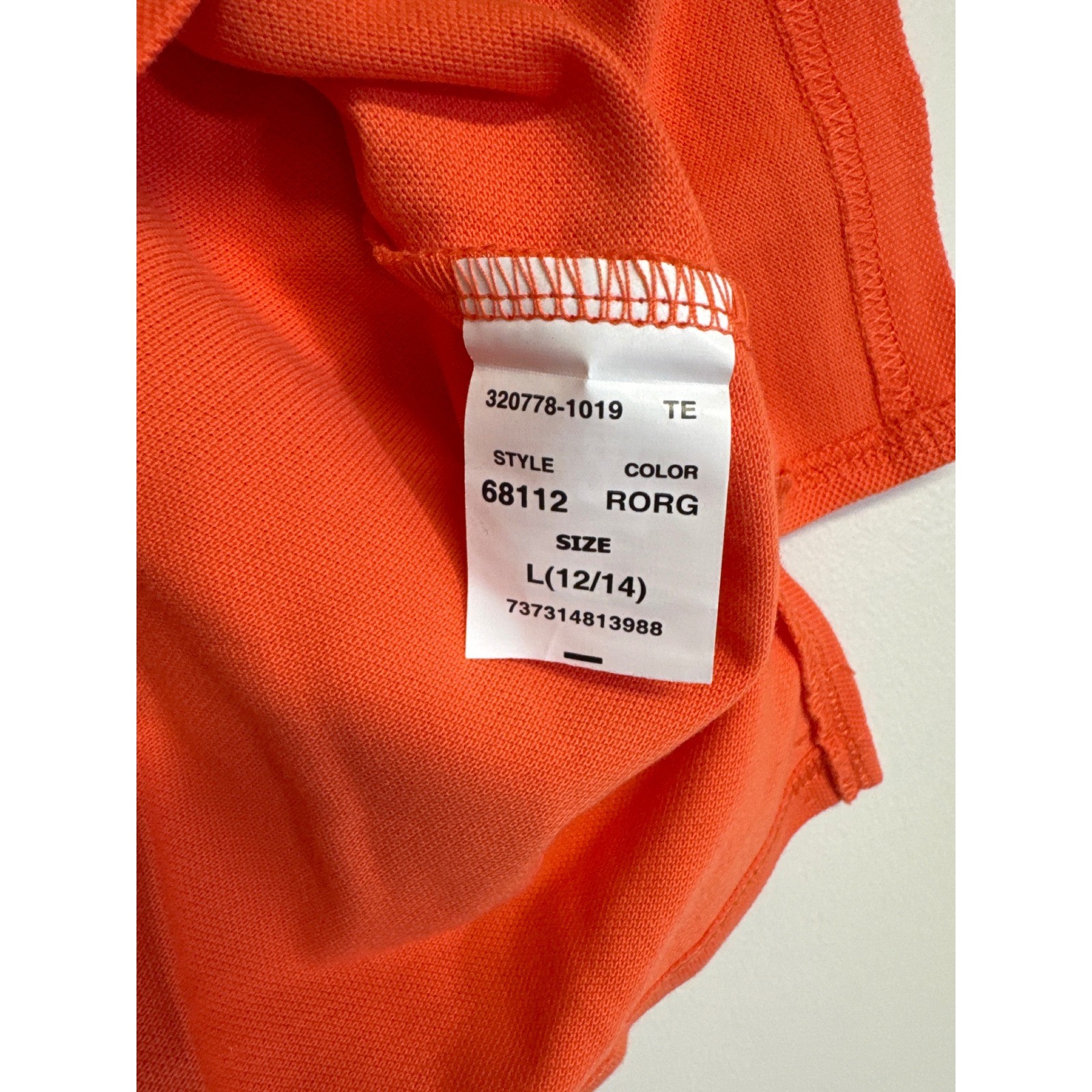 Real School Uniforms Orange Youth Large Unisex Short Sleeve Pique Polo