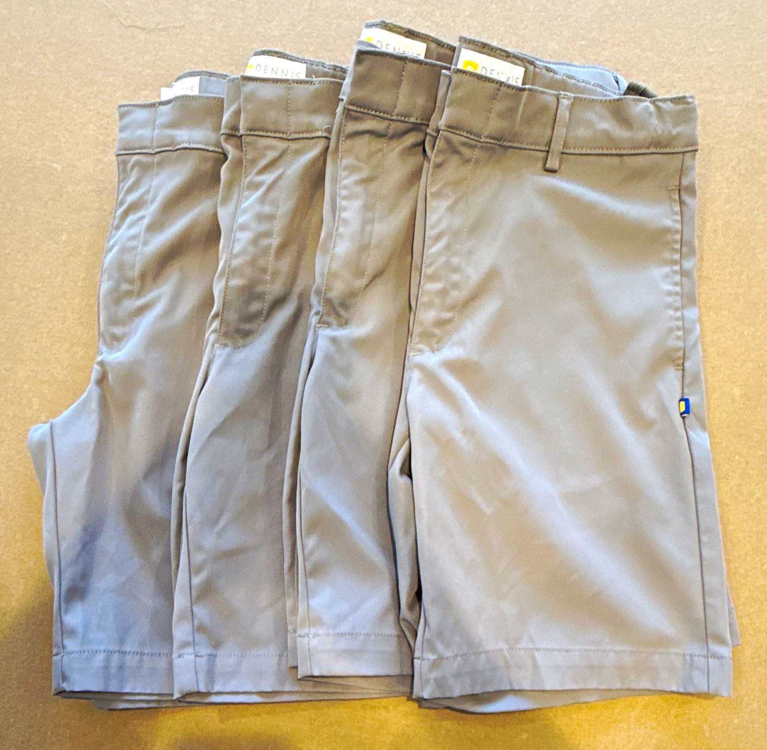 Dennis Boys Gray Solid Uniform Shorts Size B14 4-Piece Lot Set Includes Shorts.