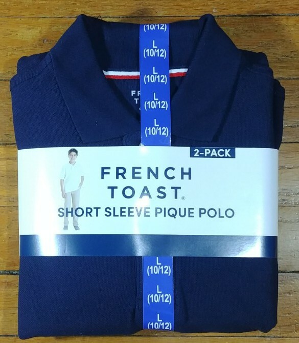 French Toast Short Sleeve Pique Polo Navy Blue sz. L youth (10/12) NWT 2-pack