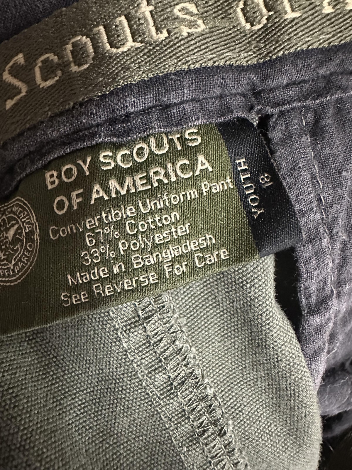 Boy Scouts of America Shorts Youth 18 Cargo Convertible Zip Off BSA Uniform