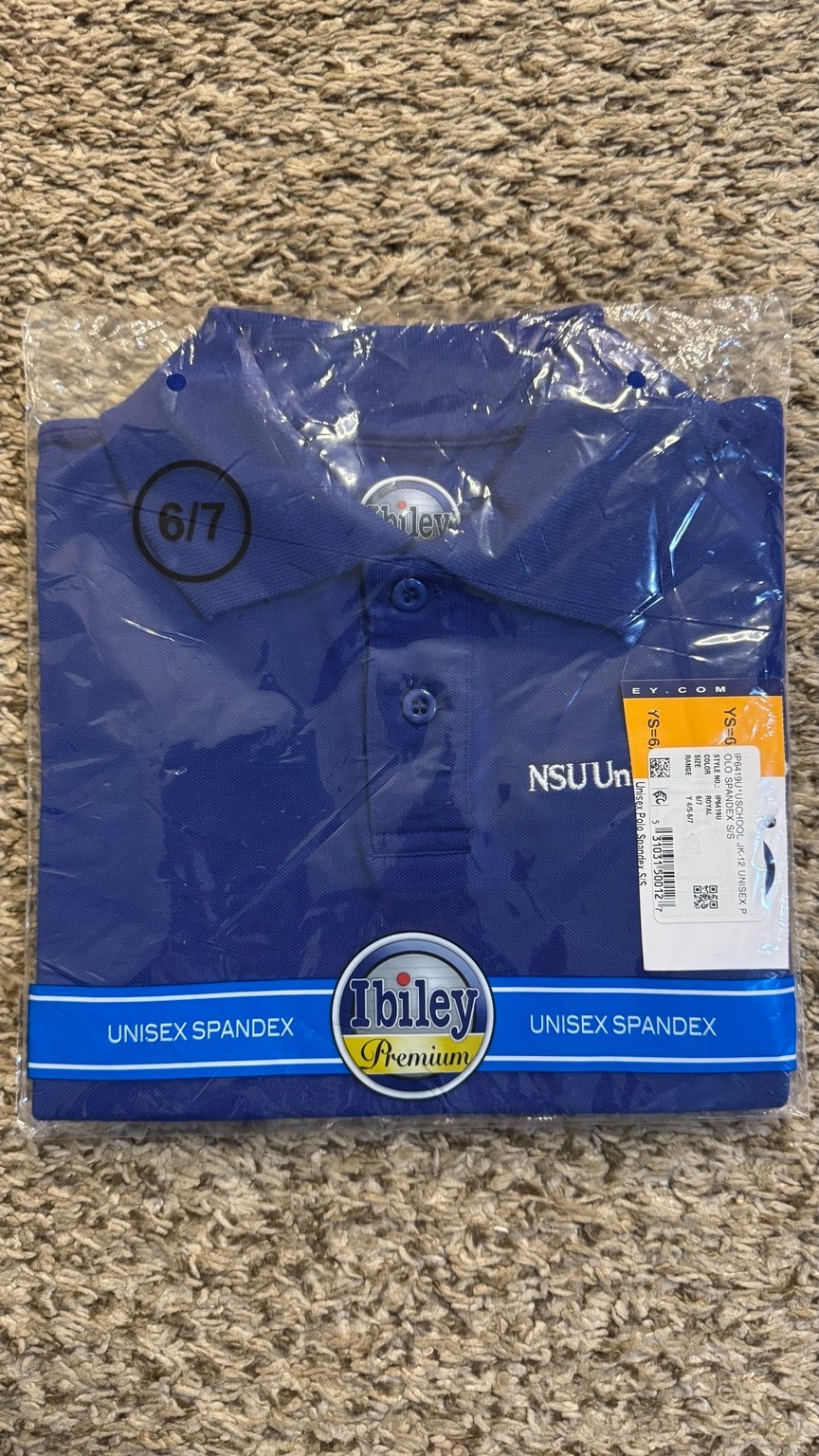 Lot of 3 Ibiley NSU University School Uniform Polo Shirts Youth Size 6/7 Blue NW