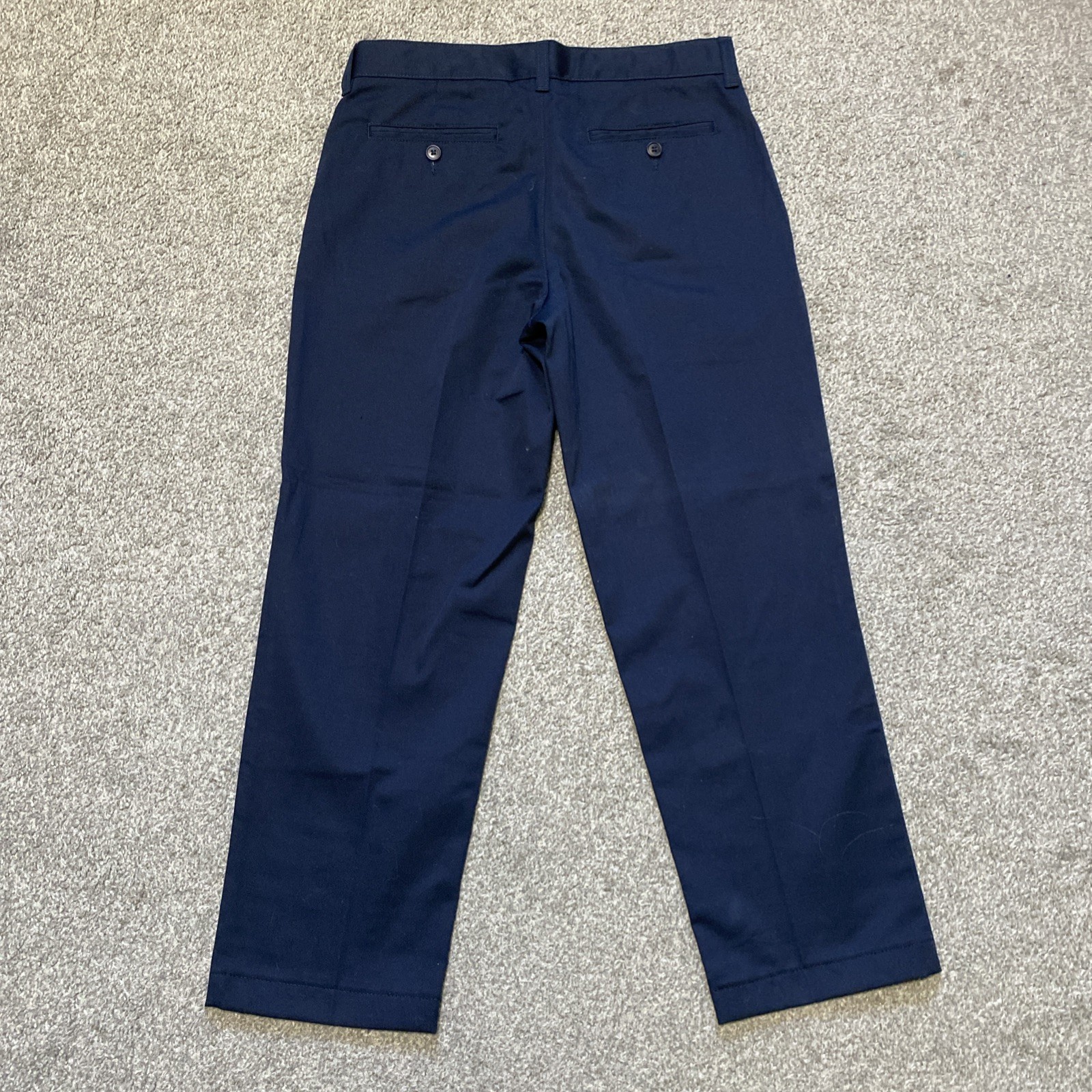 LANDS END Navy School Uniform Pants Flat Front Adjustable Boys 12 H Husky NEW