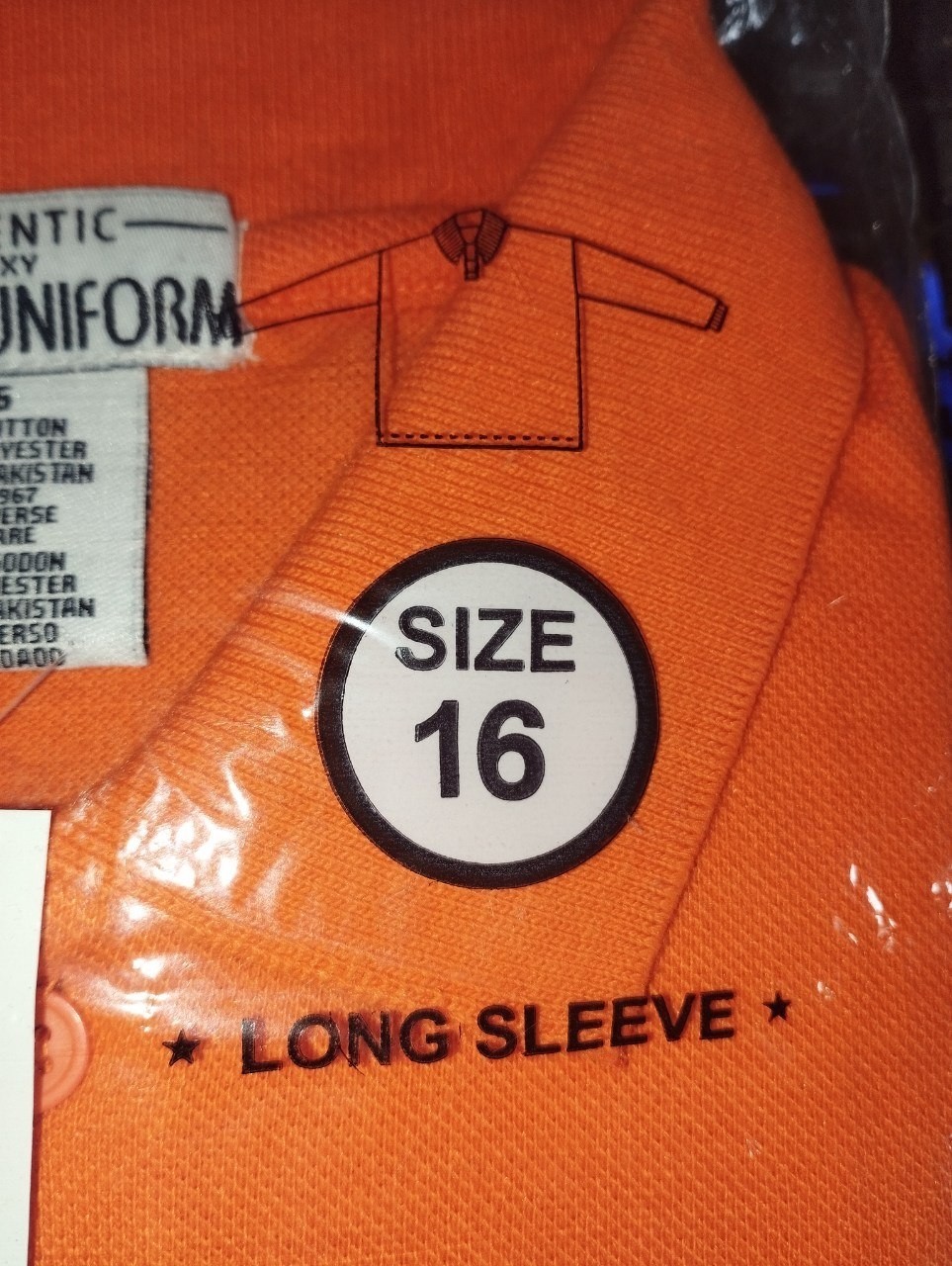 Galaxy School Uniform Polo Shirt Long Sleeve Orange Gold Size 16 New In Pack