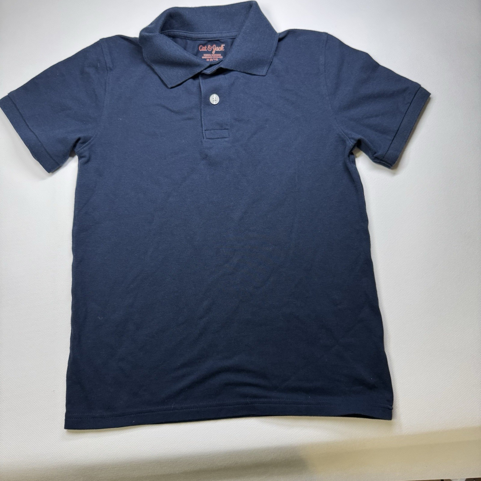 Cat & Jack Polo Shirt Boys Size Medium Navy Blue School Uniform Lot of 2
