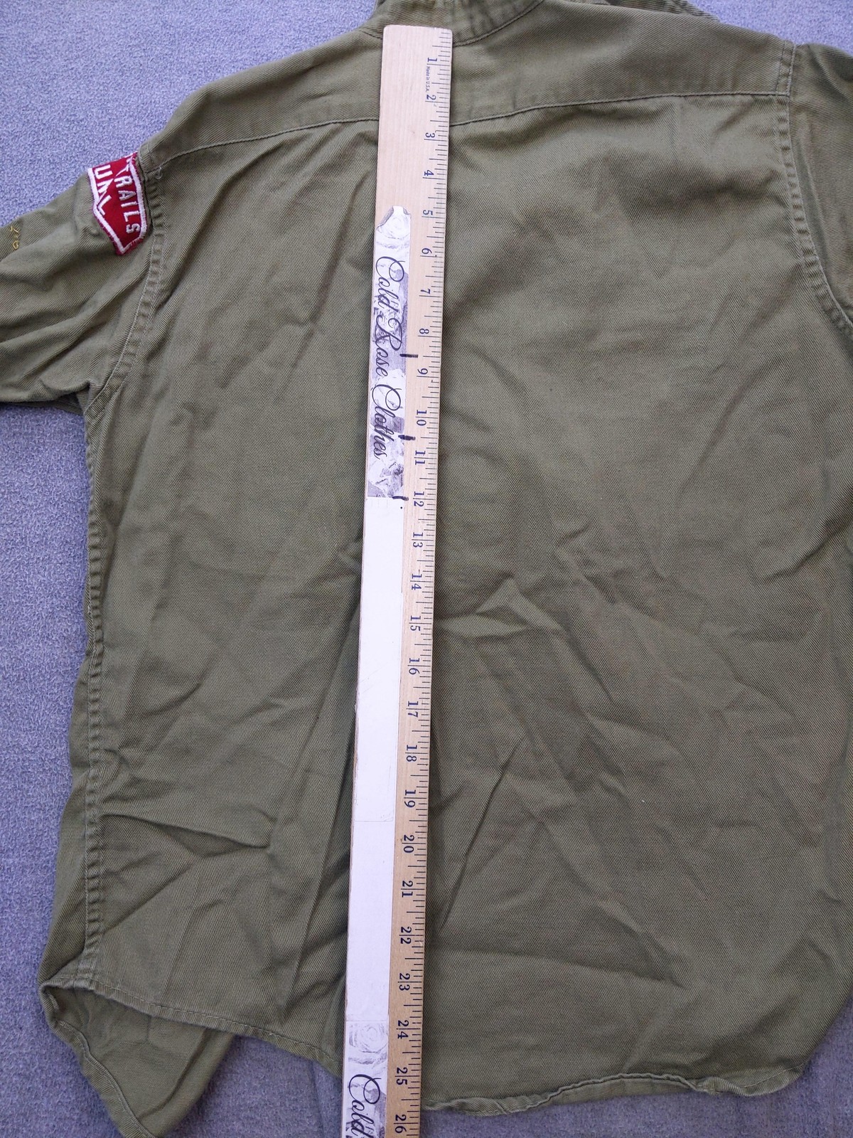 Vintage Boy Scouts Of America Shirt Boys XS Green Twill Button Front Uniform