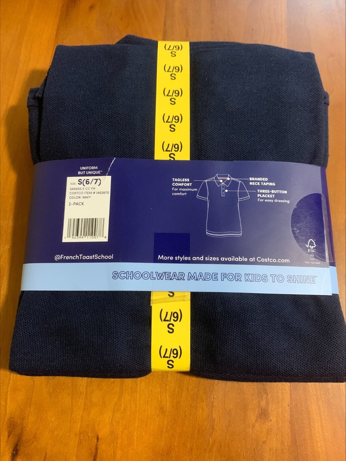 French Toast Polo Pique Short Sleeve School Uniform Boys Sz S 6/7 Navy Blue 2pk