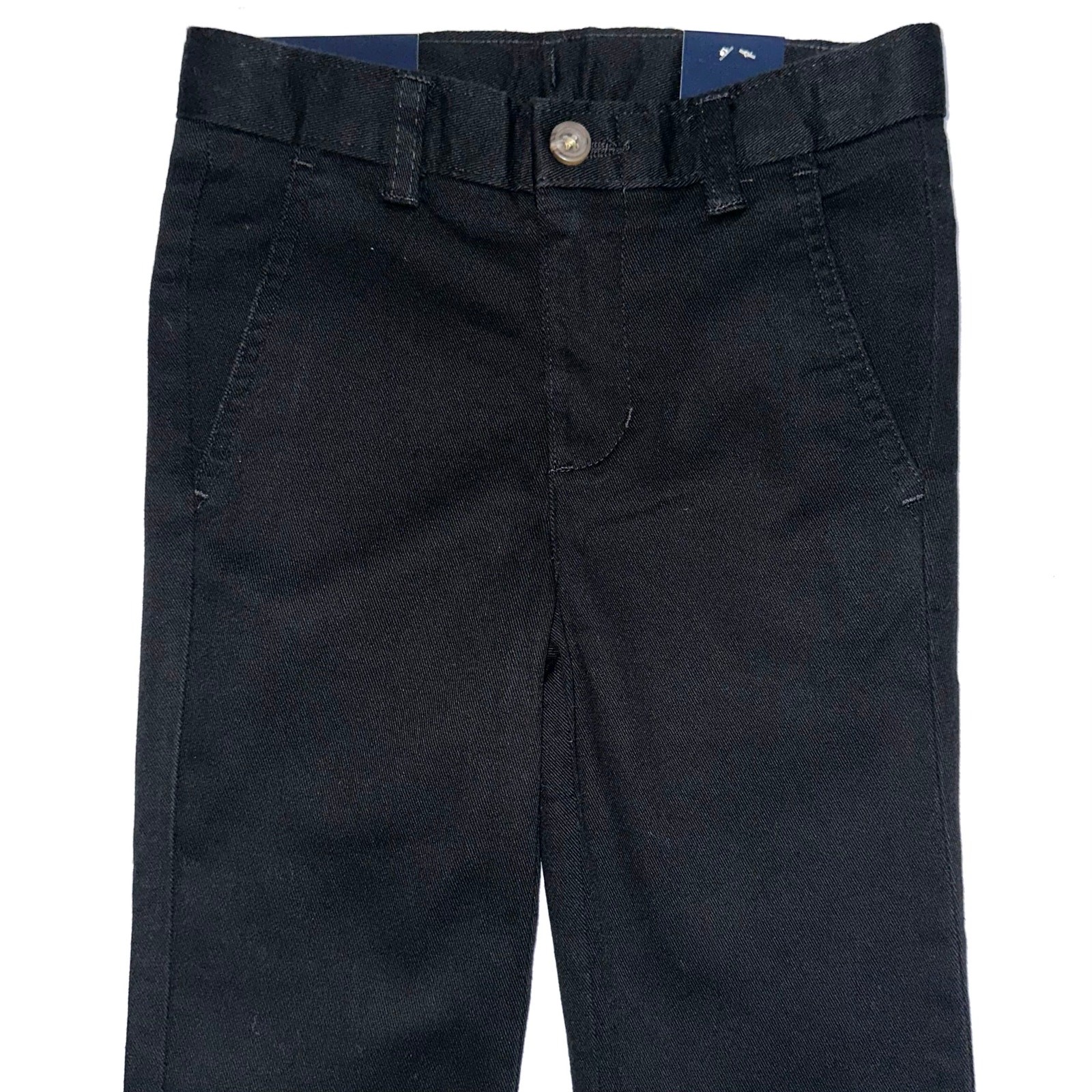 NWT Chaps Boys Black School Uniform Flat Front Stretch Twill Pants Size 4 Reg