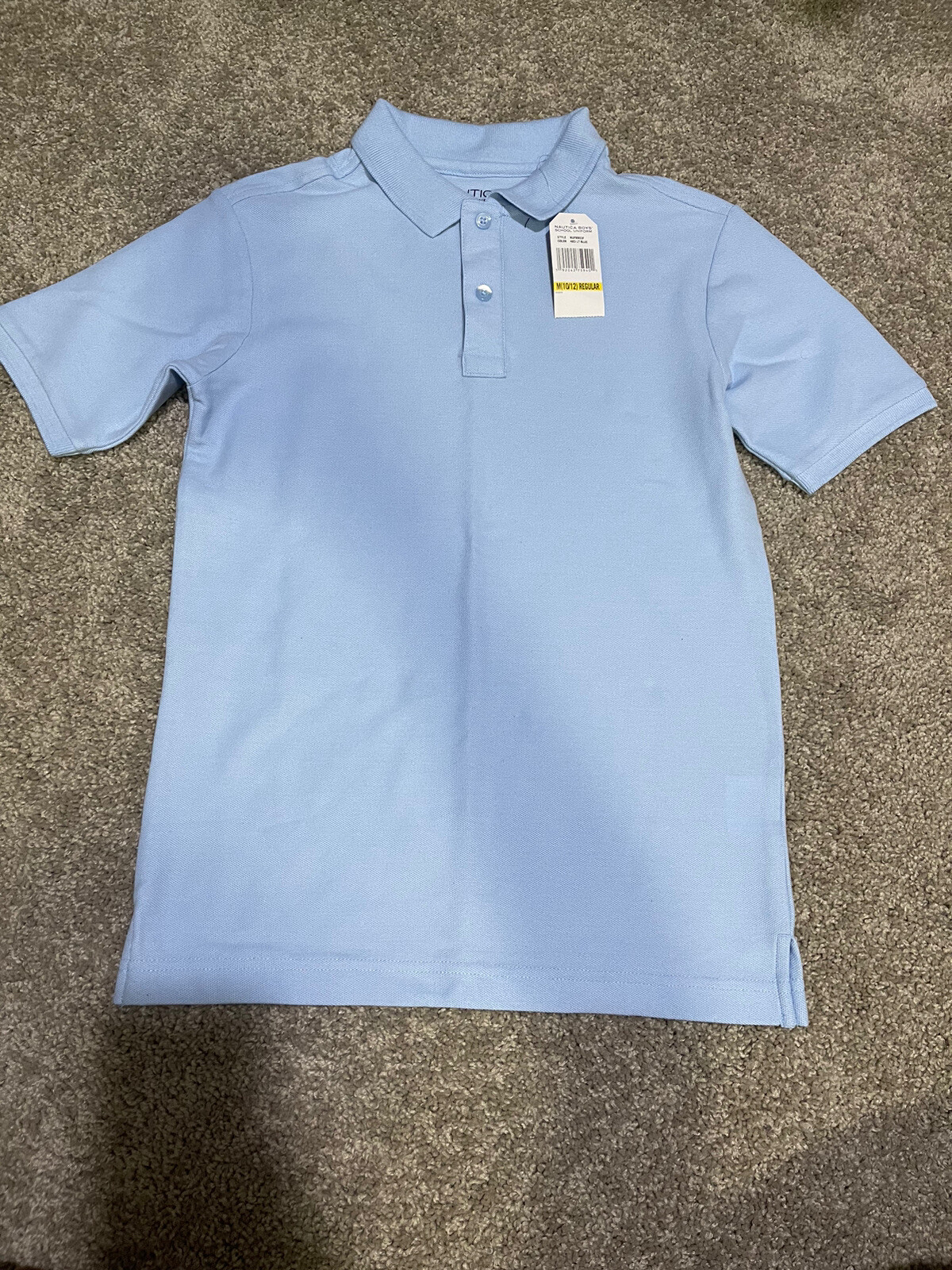 NWT Boys School Uniform Light Blue Polo, Size M (10/12)