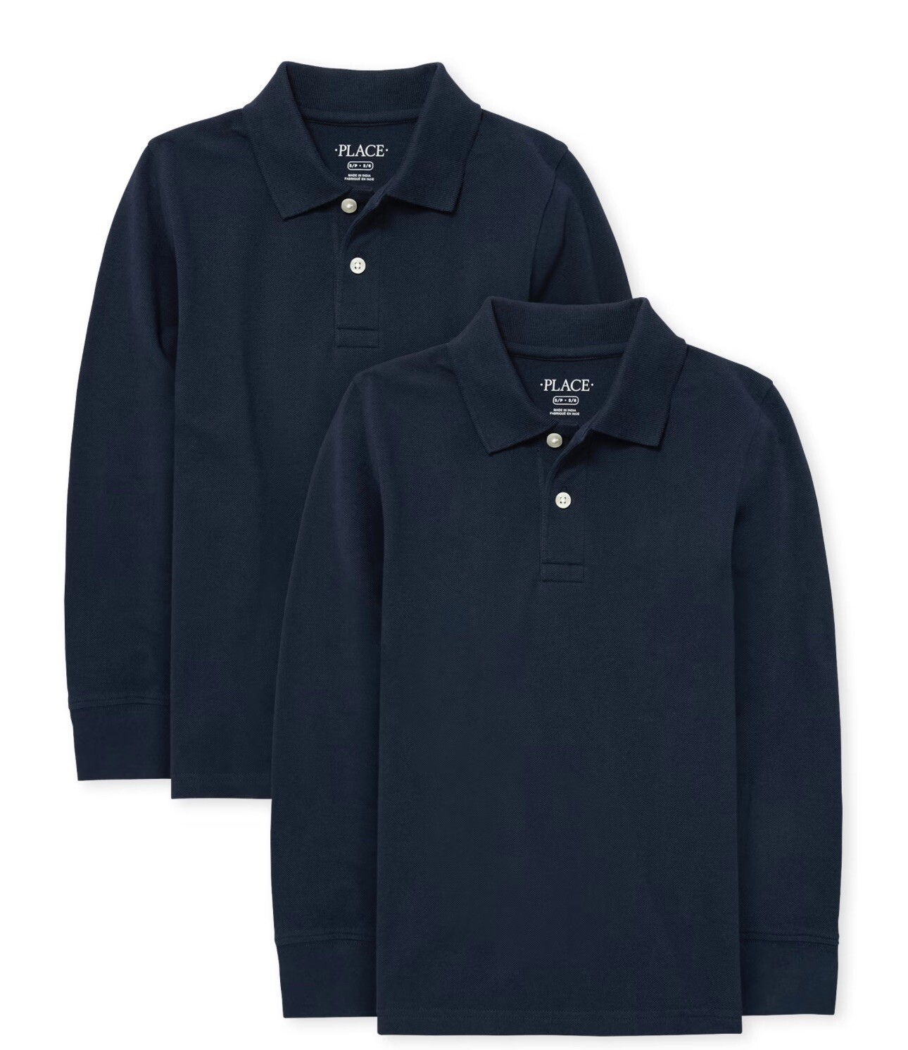 Boy/girl Uniform Long Sleeve Pique Polo 3 Pack – Navy Blue/Nautico Size 10/12