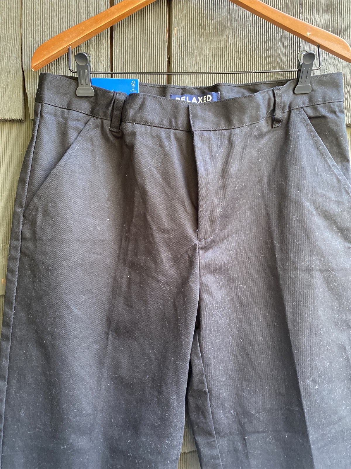FRENCH TOAST BOYS Black RELAXED FLAT FRONT ADJ WAIST UNIFORM PANT 20 HUSKY T50
