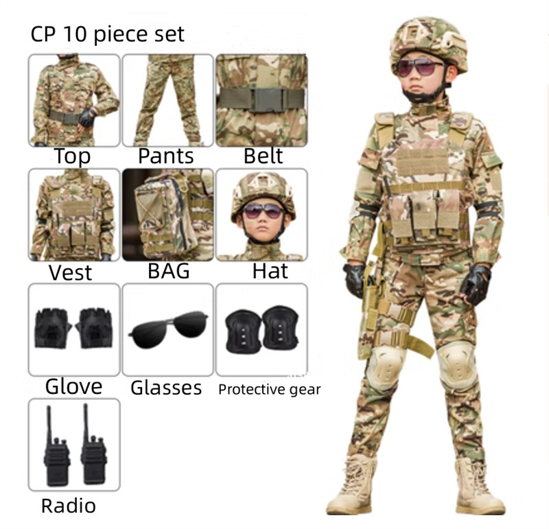 Children’s Camouflage Suit Special Forces Military Training Uniform with Helmet
