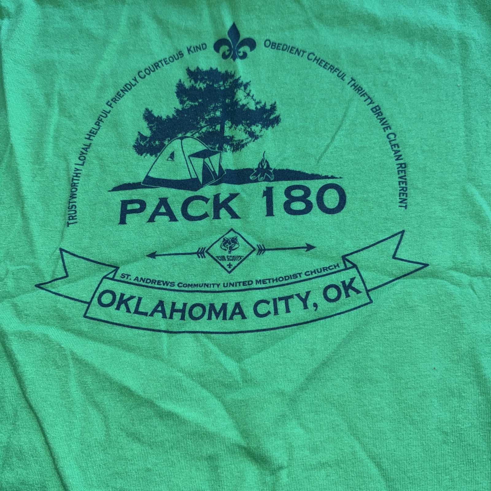 Cub Scouts BSA Uniform Men’s & Youth Green Crew Neck Tee Shirt Pack 180 Set Of 2