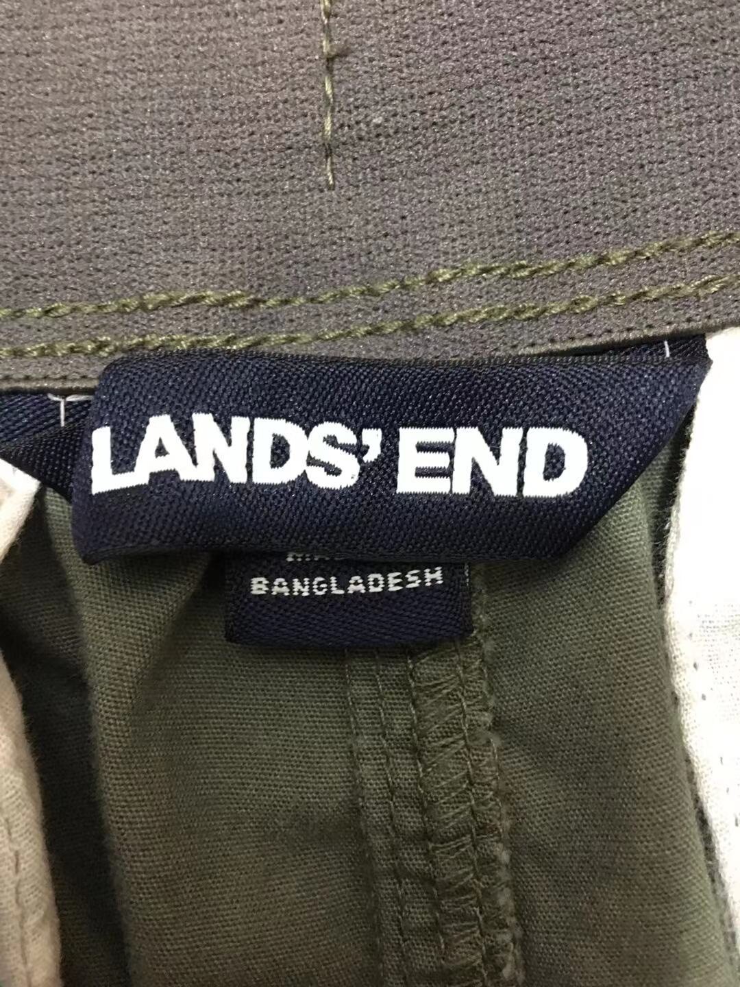 Lands end boys active chino shorts Sz M Green Cotton Pull on Elastic Waist