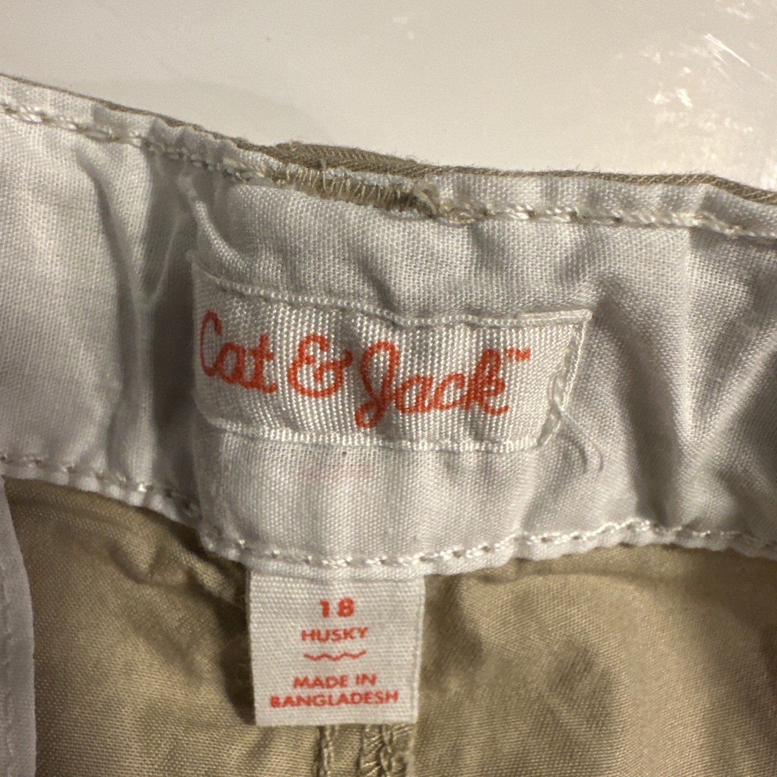 Cat & Jack Boys 18 Husky Khaki Flat Front School Uniform Chino Shorts