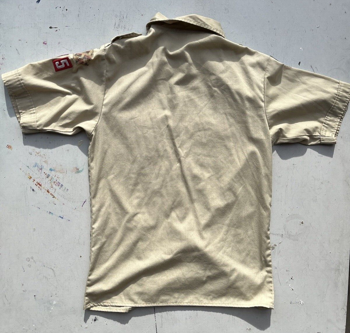 Kid’s Boy Scouts of America Shirt Beige Uniform Official L Chief Outdoors Camp