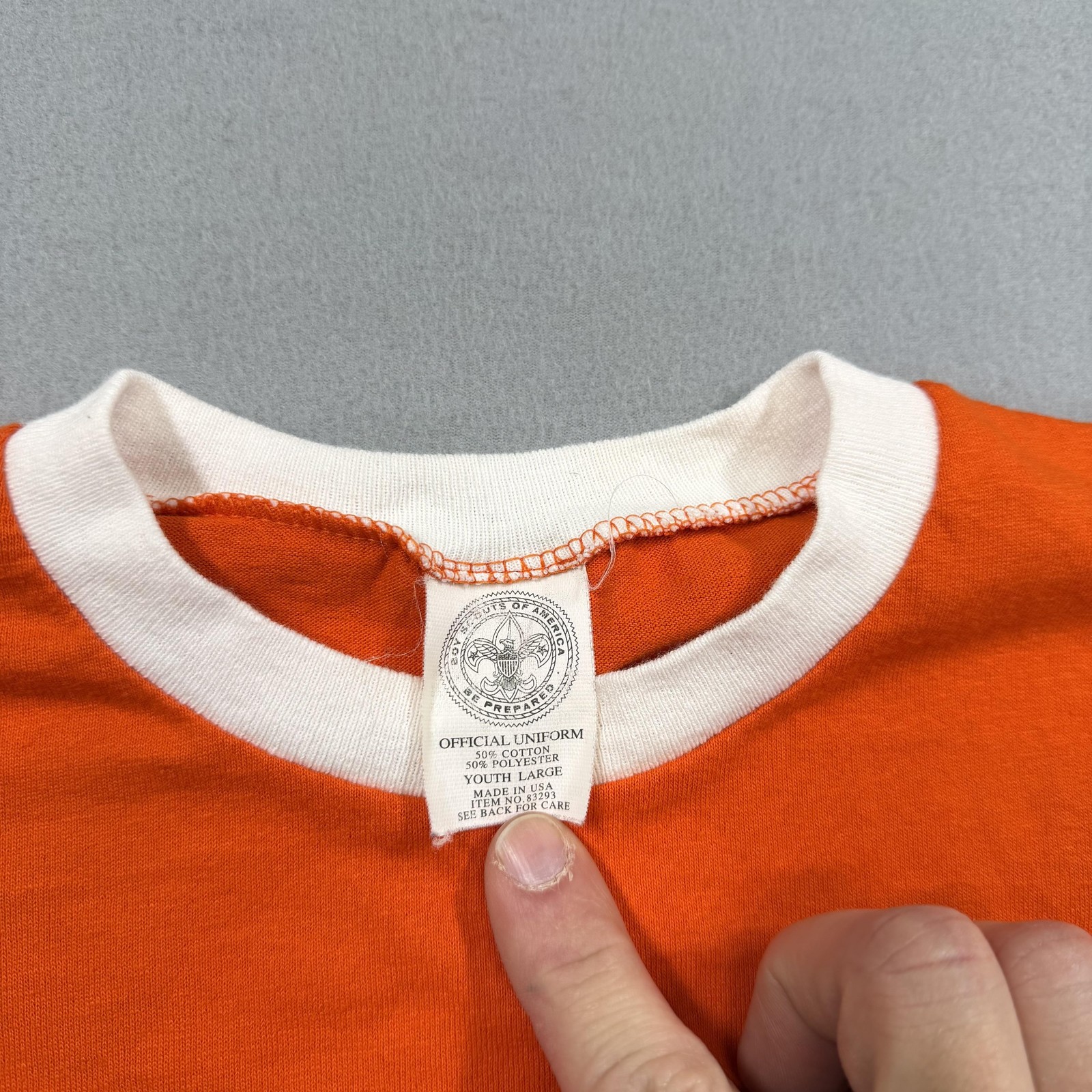 Boy Scouts Of America Shirt Youth Large Orange Tiger Cub Uniform Ringer Tee
