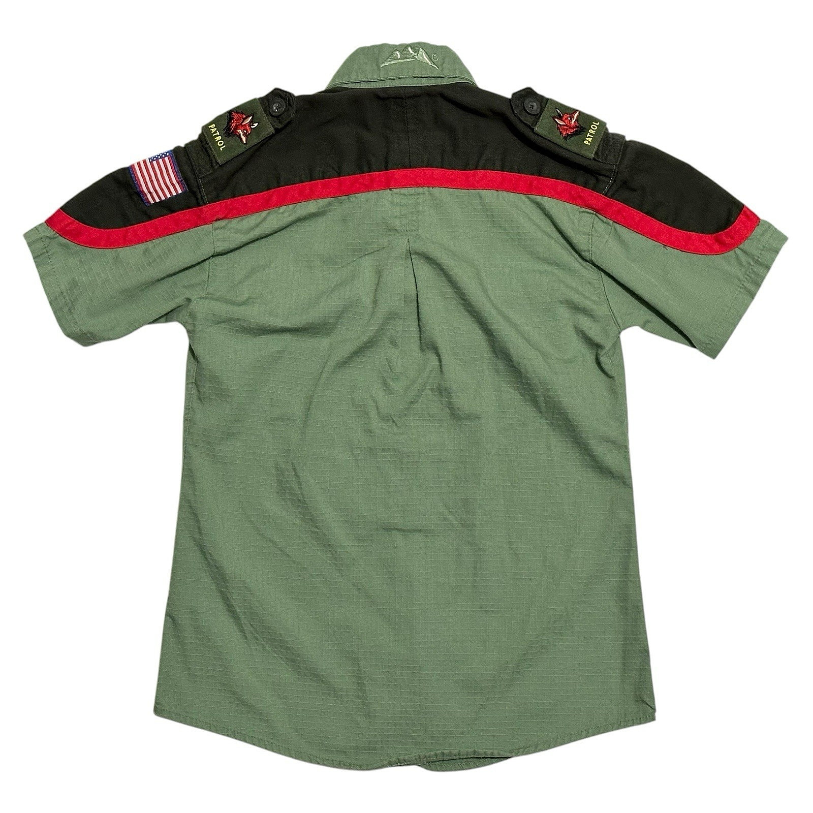 TRAIL LIFE USA UNIFORM SHIRT GREEN SHORT SLEEVE BUTTON PATROL PATCH YOUTH SMALL