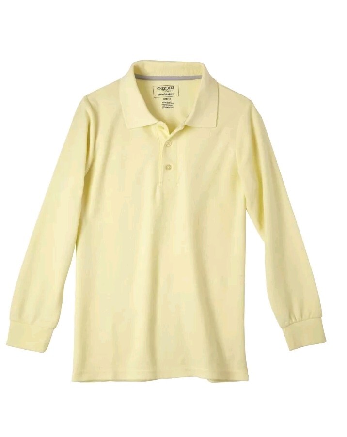 Cherokee Boys Uniform Long Sleeve Polo Size L (12/14) Blue