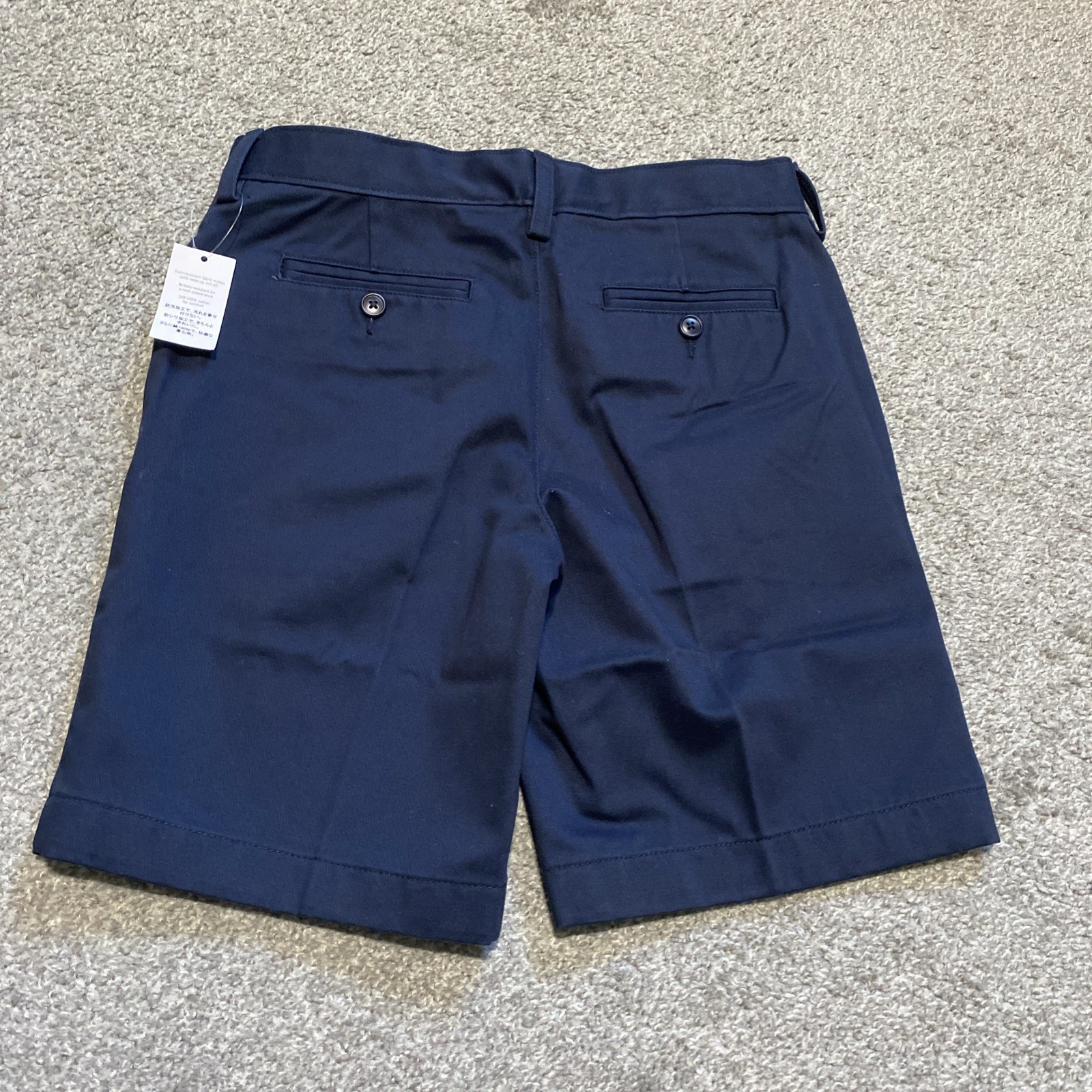 Lands End School Uniform Shorts Boys 10H Husky Navy Blue Flat Adjustable NEW