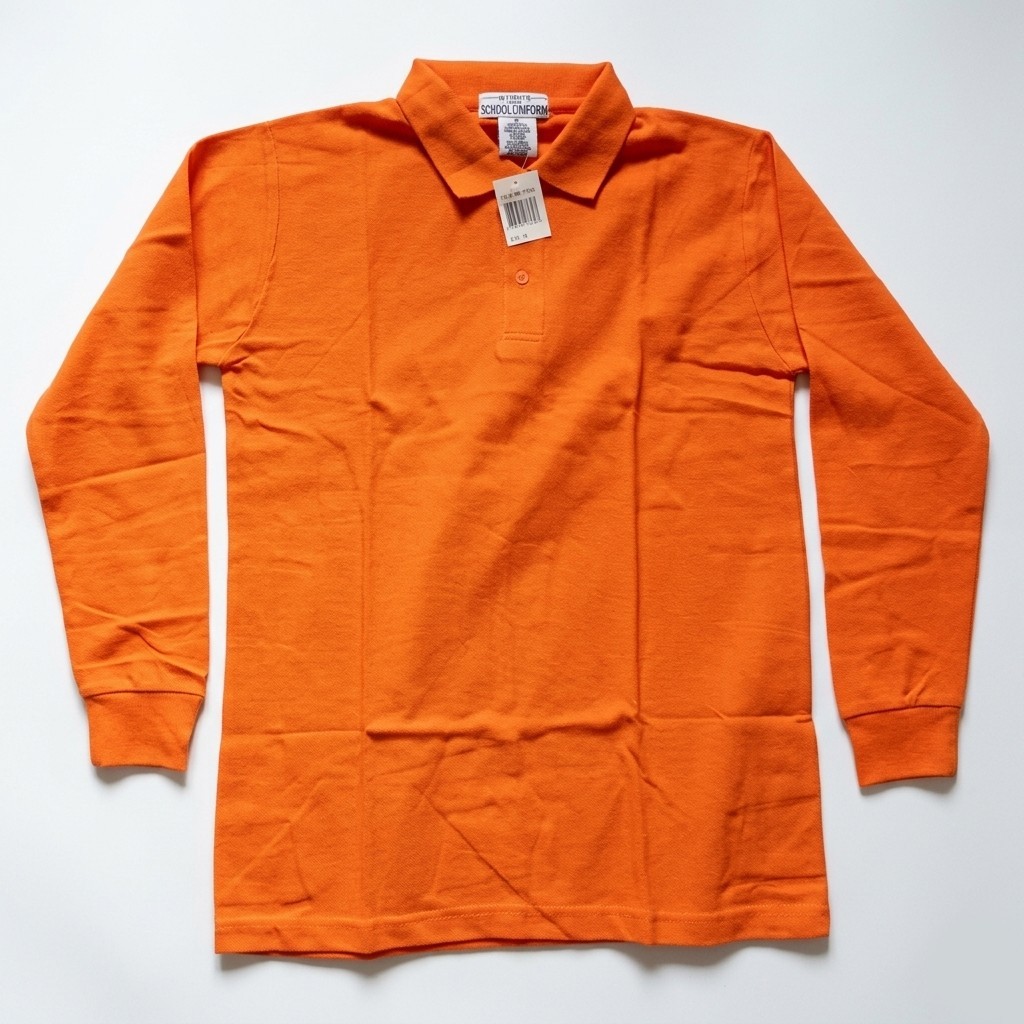 Galaxy School Uniform Polo Shirt Long Sleeve Orange Gold Size 16 New In Pack