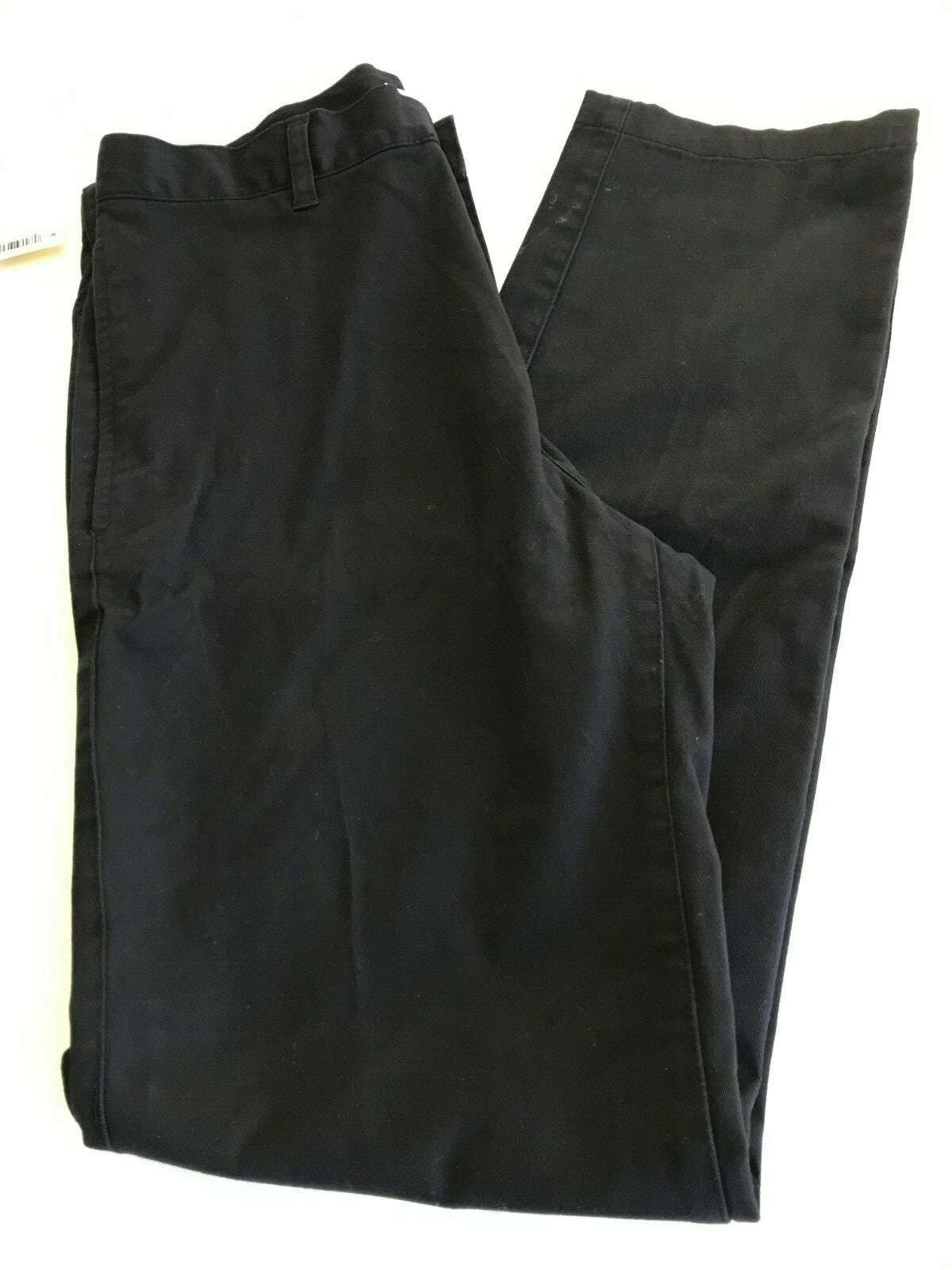 Essentials Big Boys’ Straight Leg Flat Front Uniform Chino Pant, Black,14