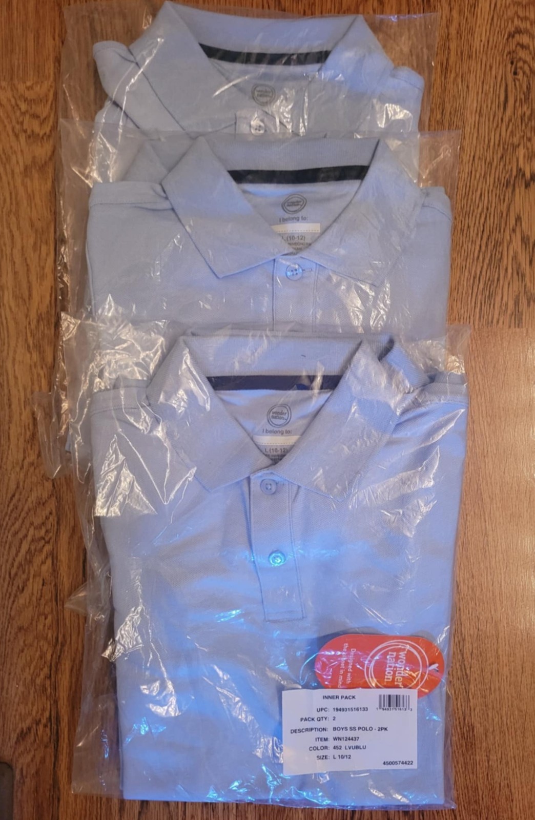 6 Wonder Nation Boys Uniform Short Sleeve Polo Shirts, LT BLUE, BOYS LGE (10-12)