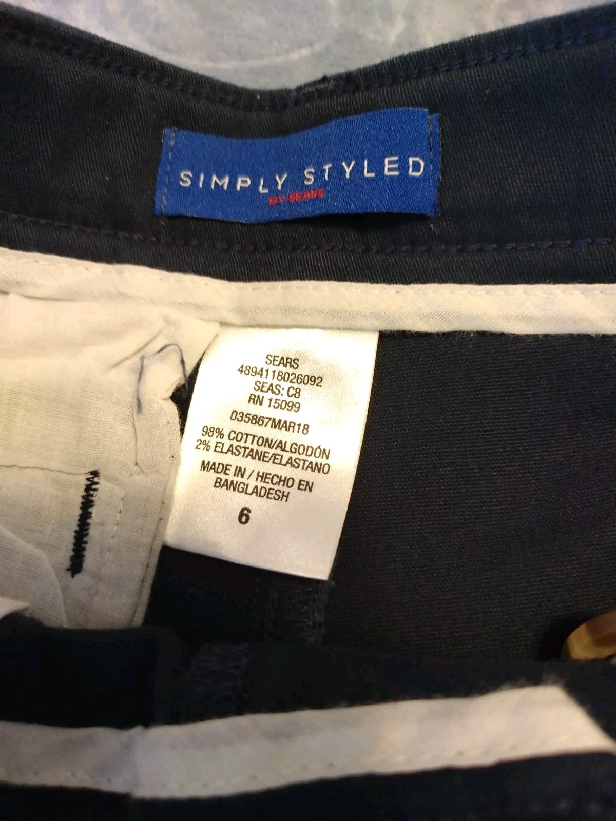 Simply Styled Boys Flat Front Stretch School Uniform Pants Navy Blue Sz 6 NWT