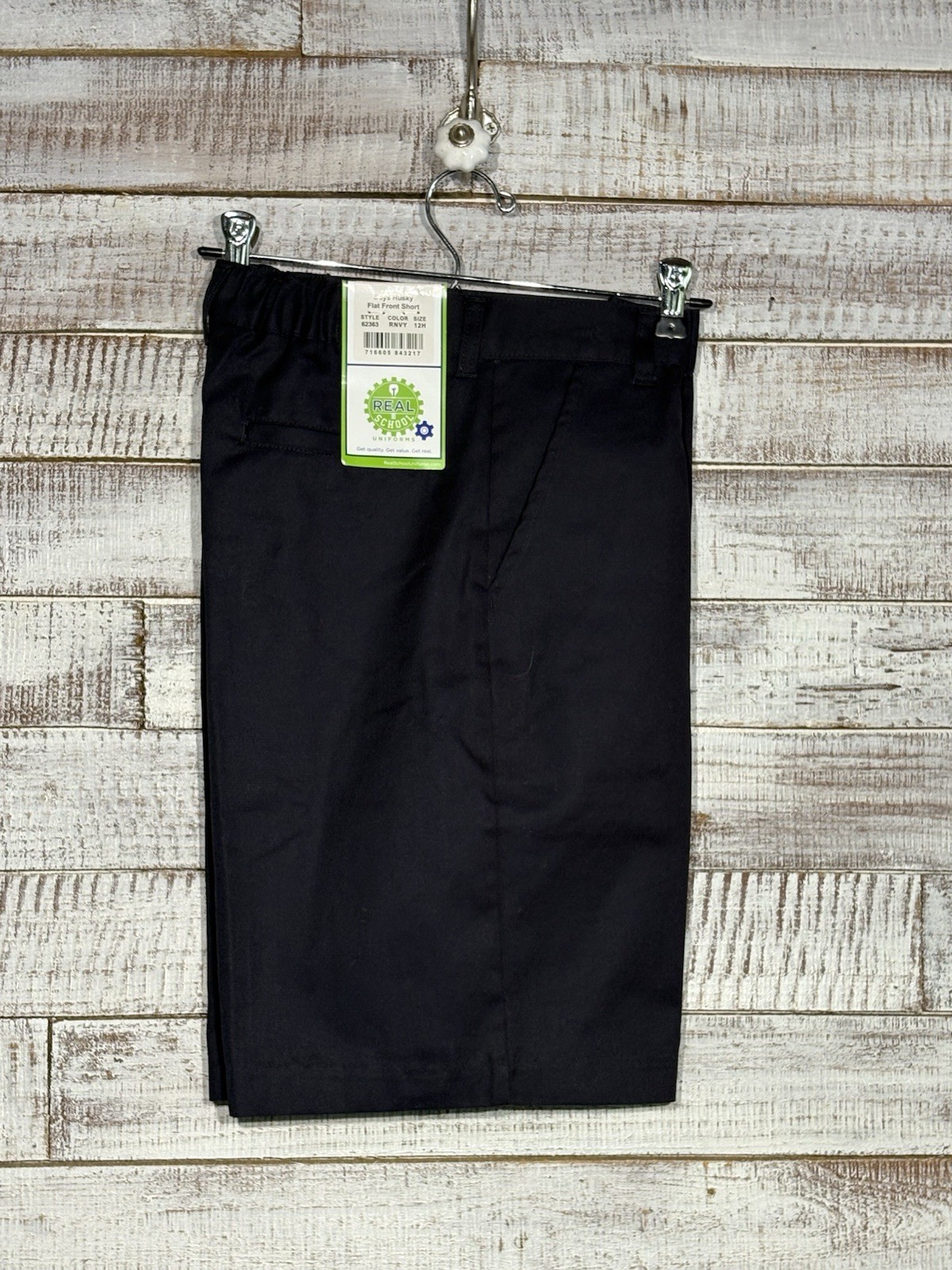 ✏️ REAL SCHOOL Boys Size 12H Flat Front Shorts School Uniform Navy Blue Durable