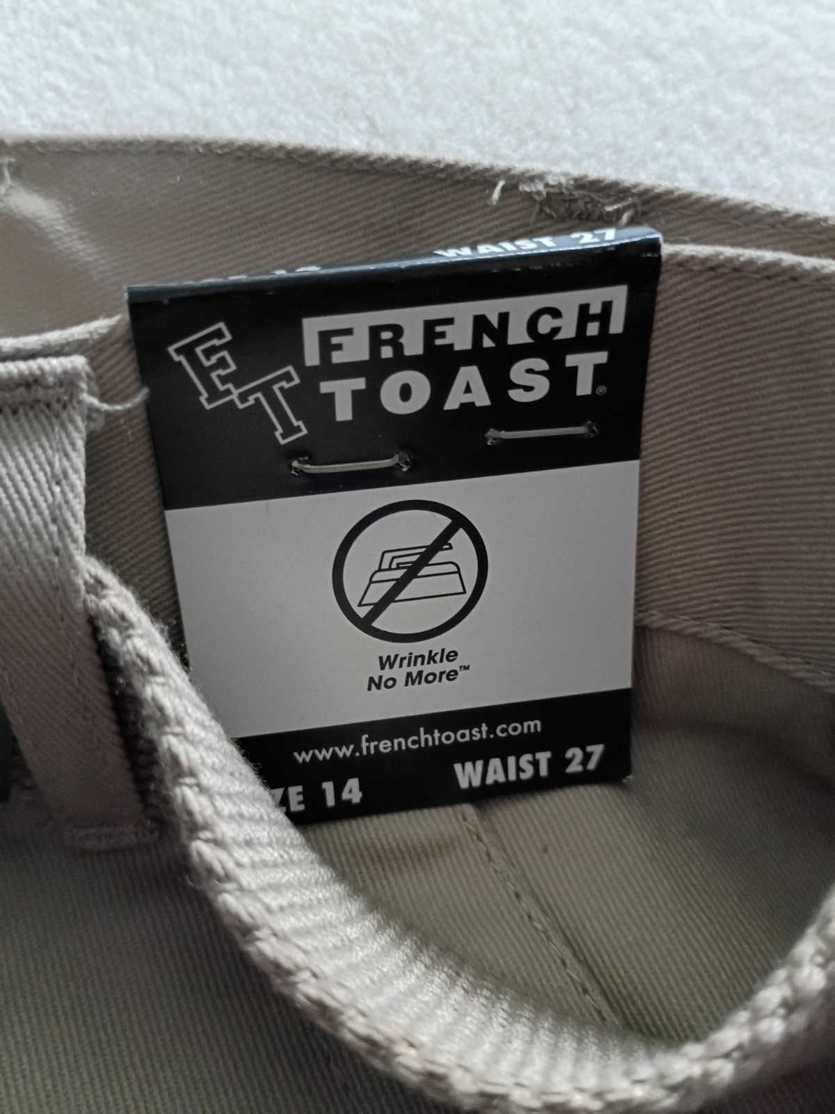 French Toast Boys Beige Cargo Uniform Pants 14 Wrinkle Resistant Waist