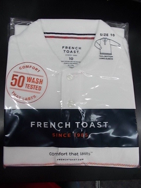 Boys French Toast $20 Uniform/Casual White Long Sleeved Polo Shirt Size 4 – 20