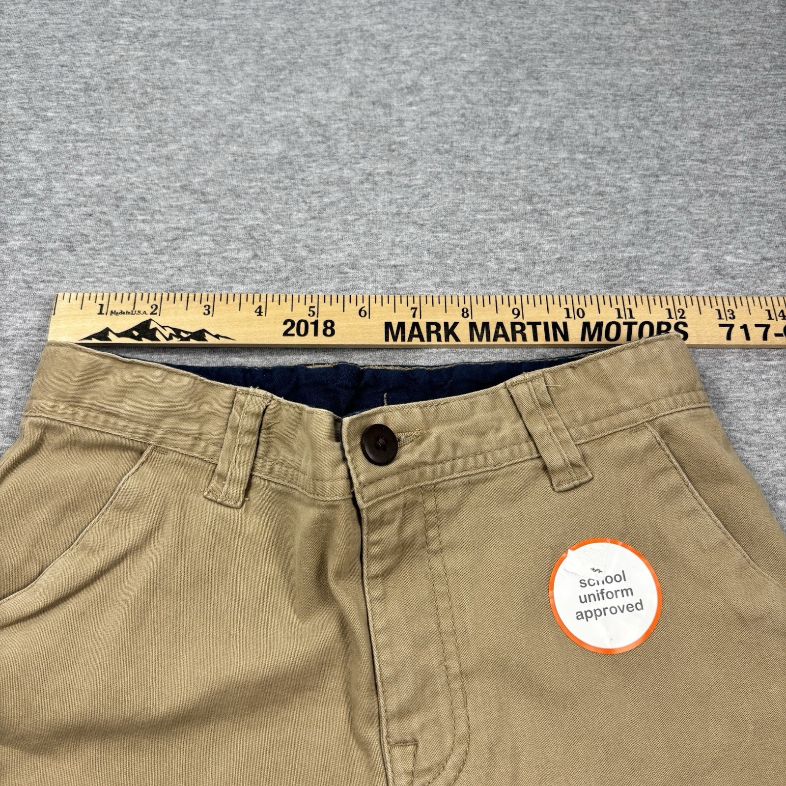 Wonder Nation Boys Uniform Shorts Khakis Size 14 Flat Front Adjustable Waist